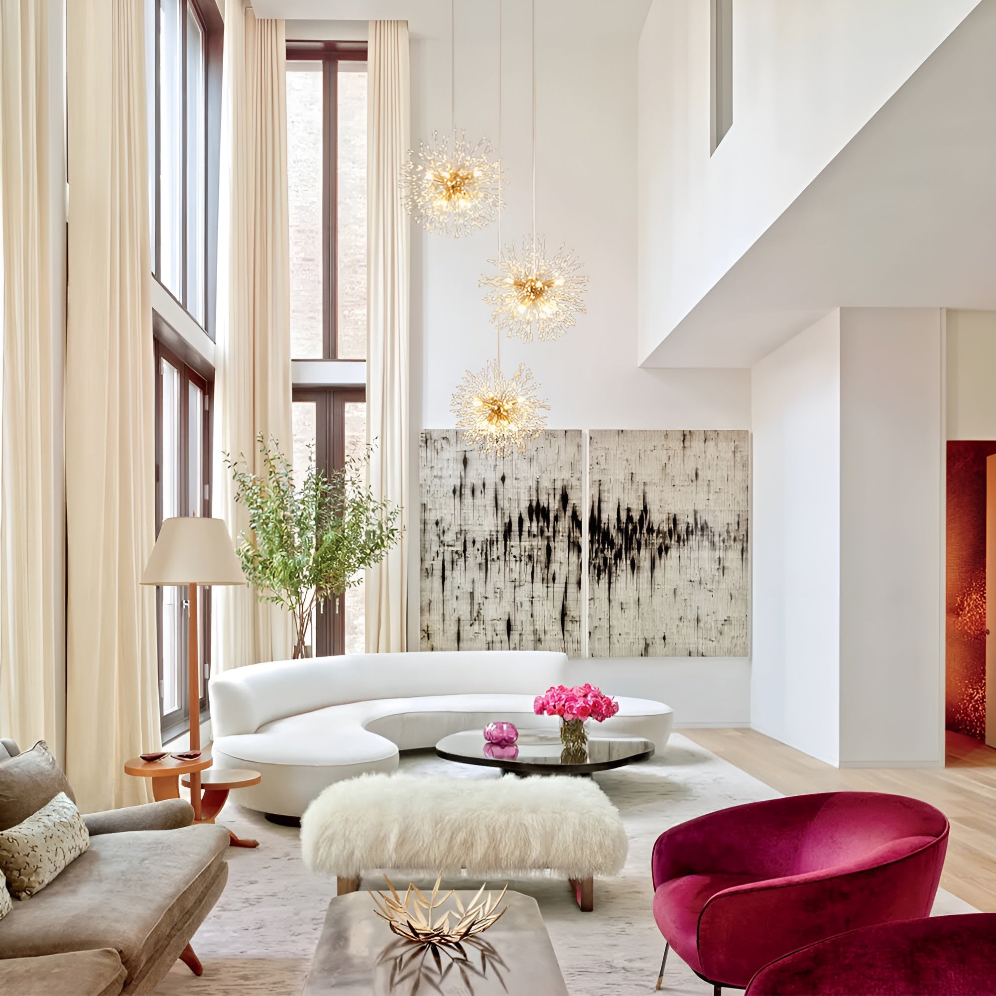 NovaGlow – 24/40-Light Large Brass Sputnik Firework Chandelier