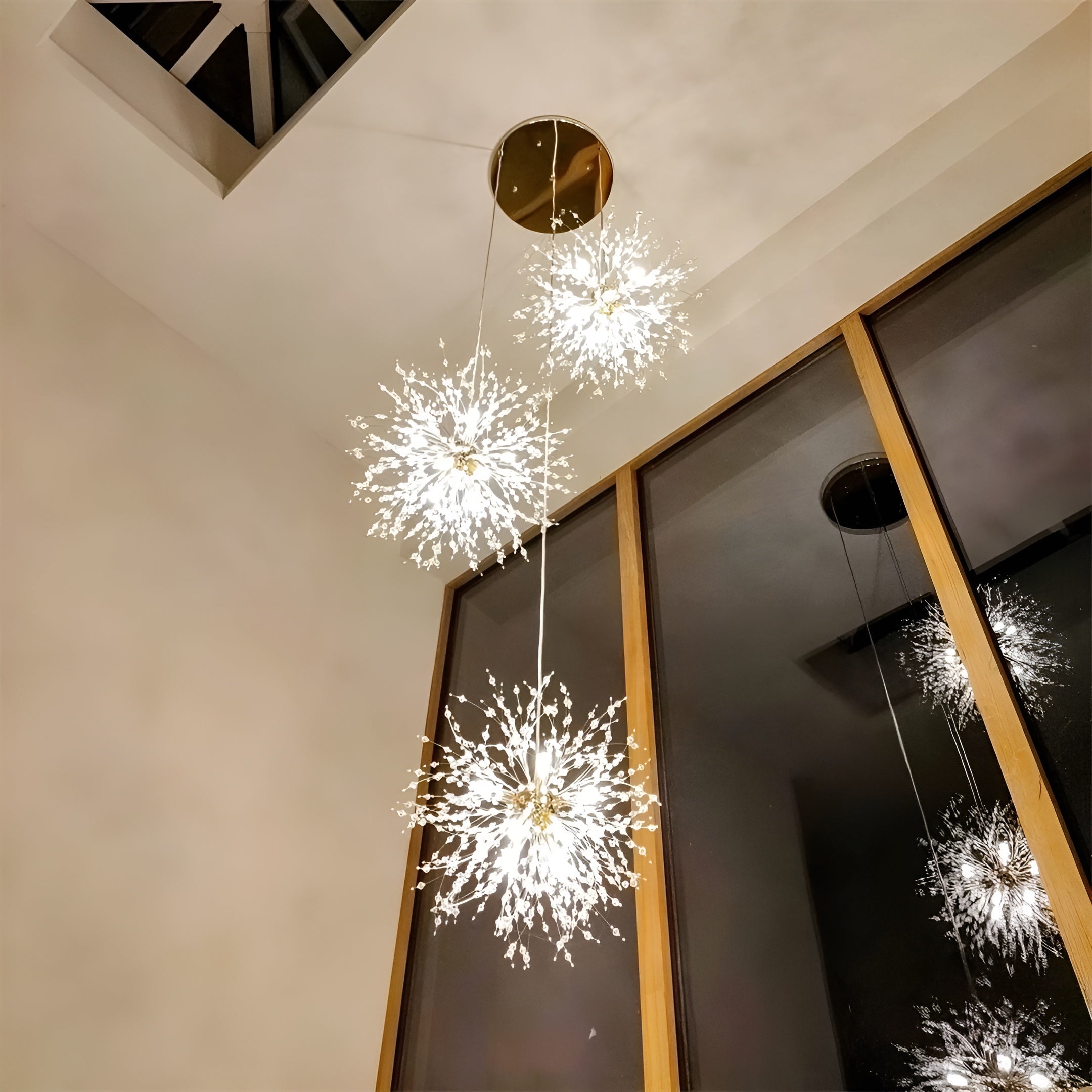 NovaGlow – 24/40-Light Large Brass Sputnik Firework Chandelier