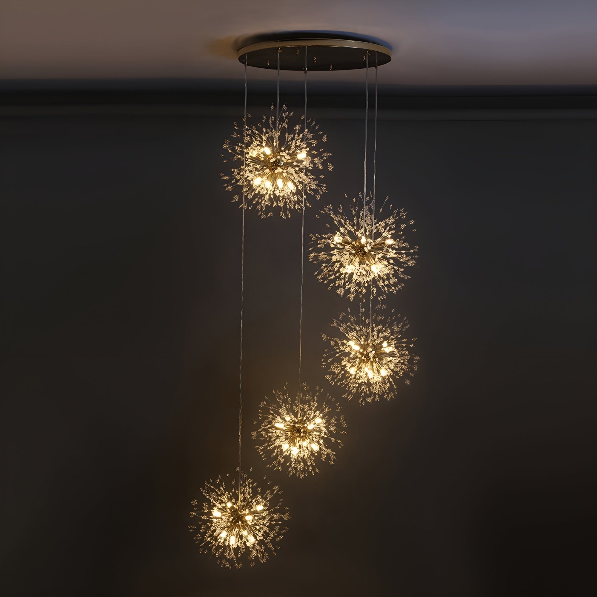 NovaGlow – 24/40-Light Large Brass Sputnik Firework Chandelier