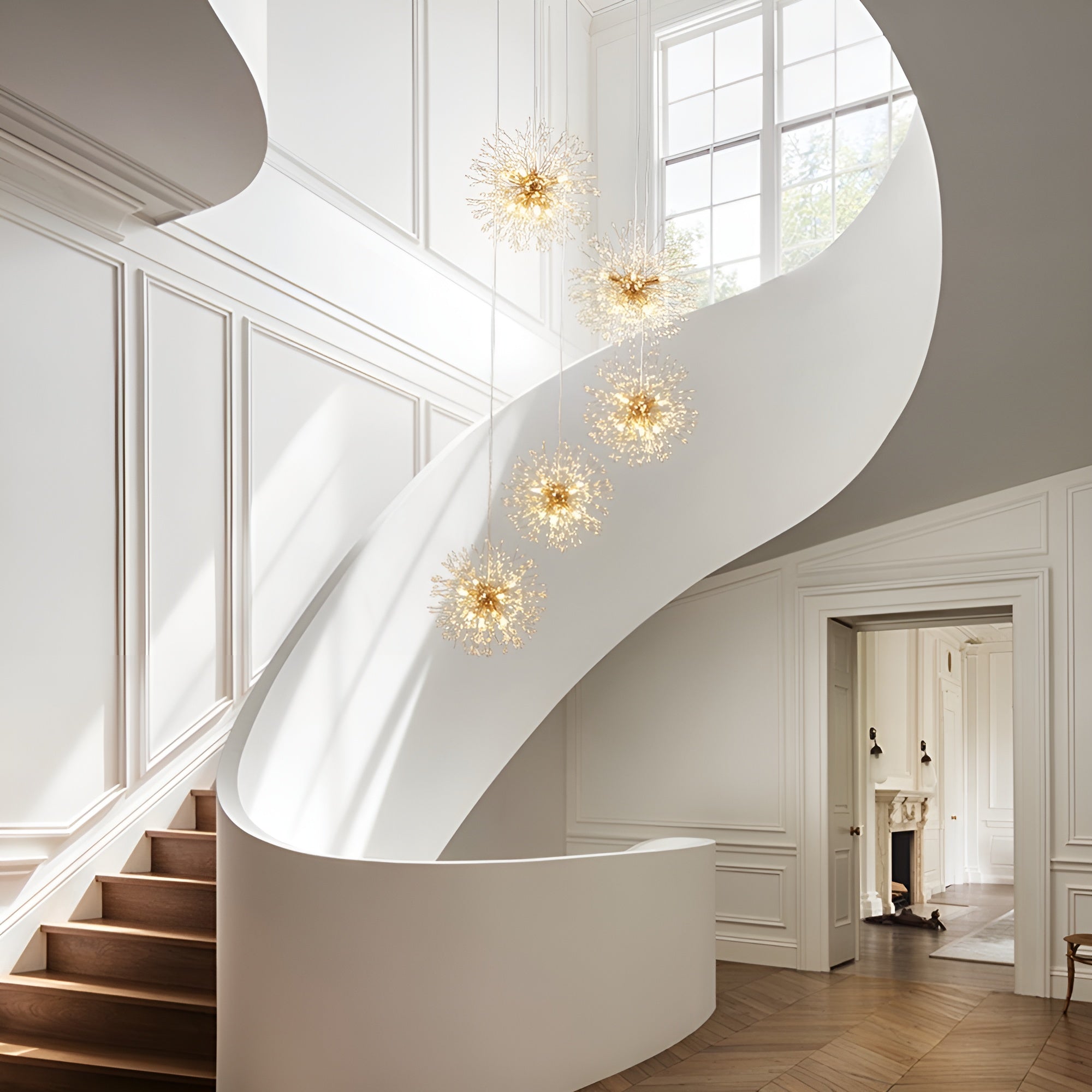 NovaGlow – 24/40-Light Large Brass Sputnik Firework Chandelier