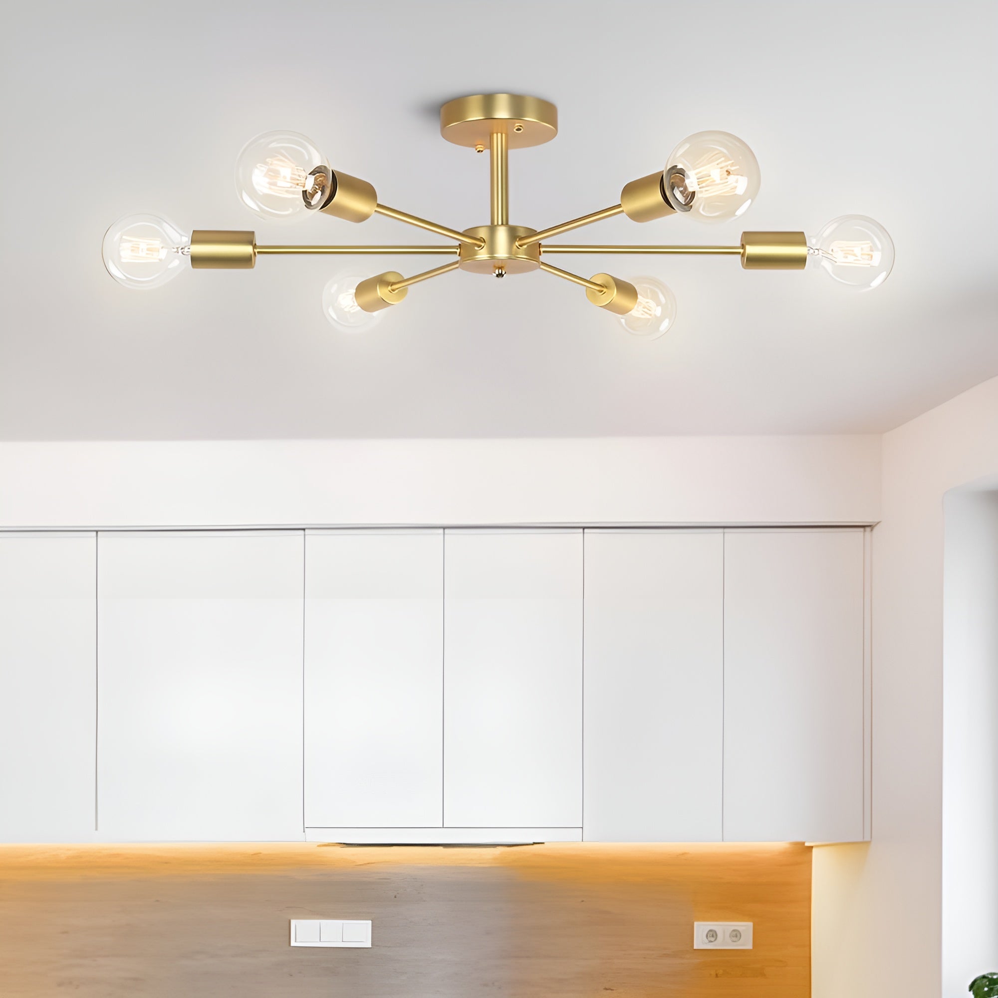 NovaBeam – 6-Light Sputnik Semi Flush Mount Ceiling Light for Modern Interiors