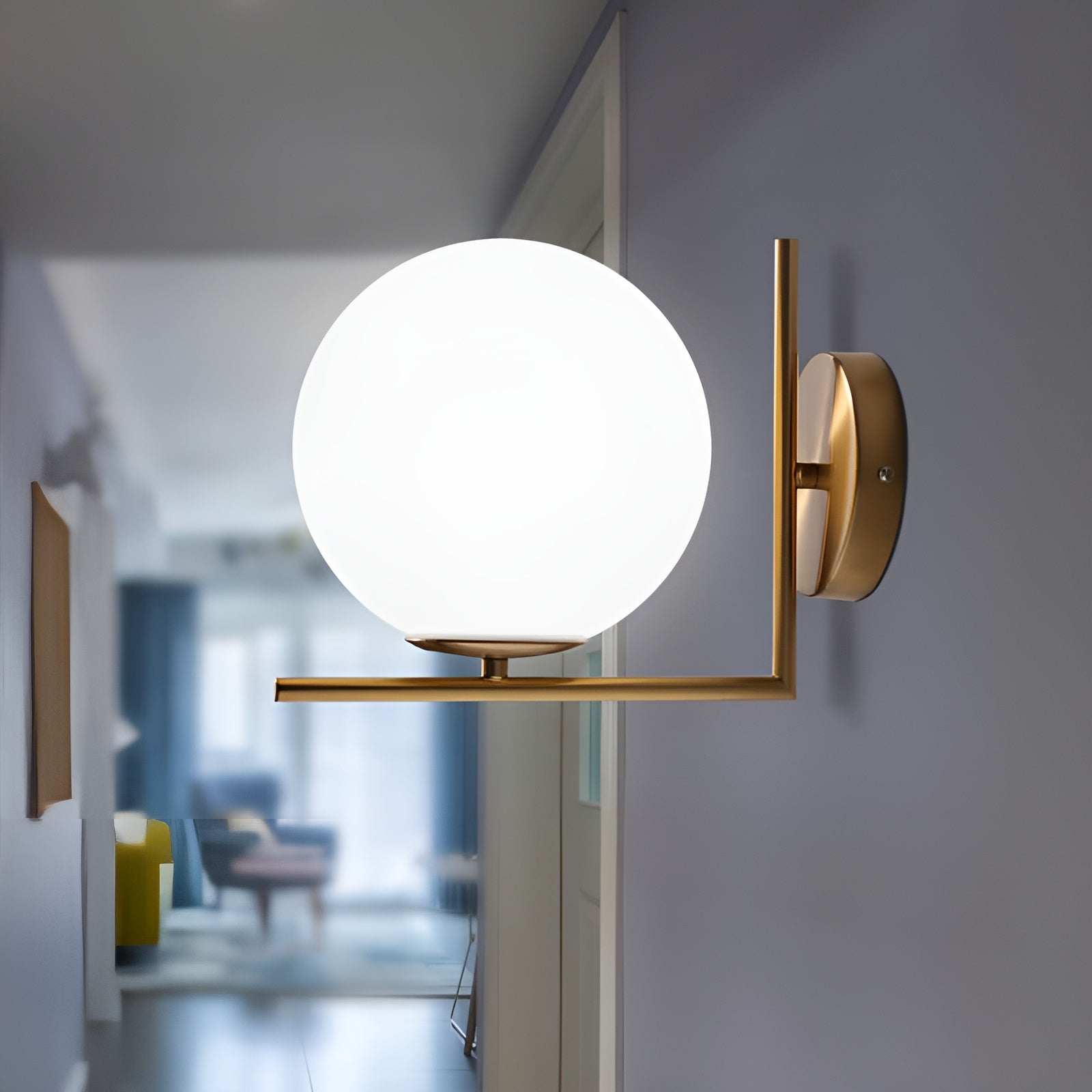 GlowVint – Lighting Antique Brass Opal Glass Globe Wall Light Fixture