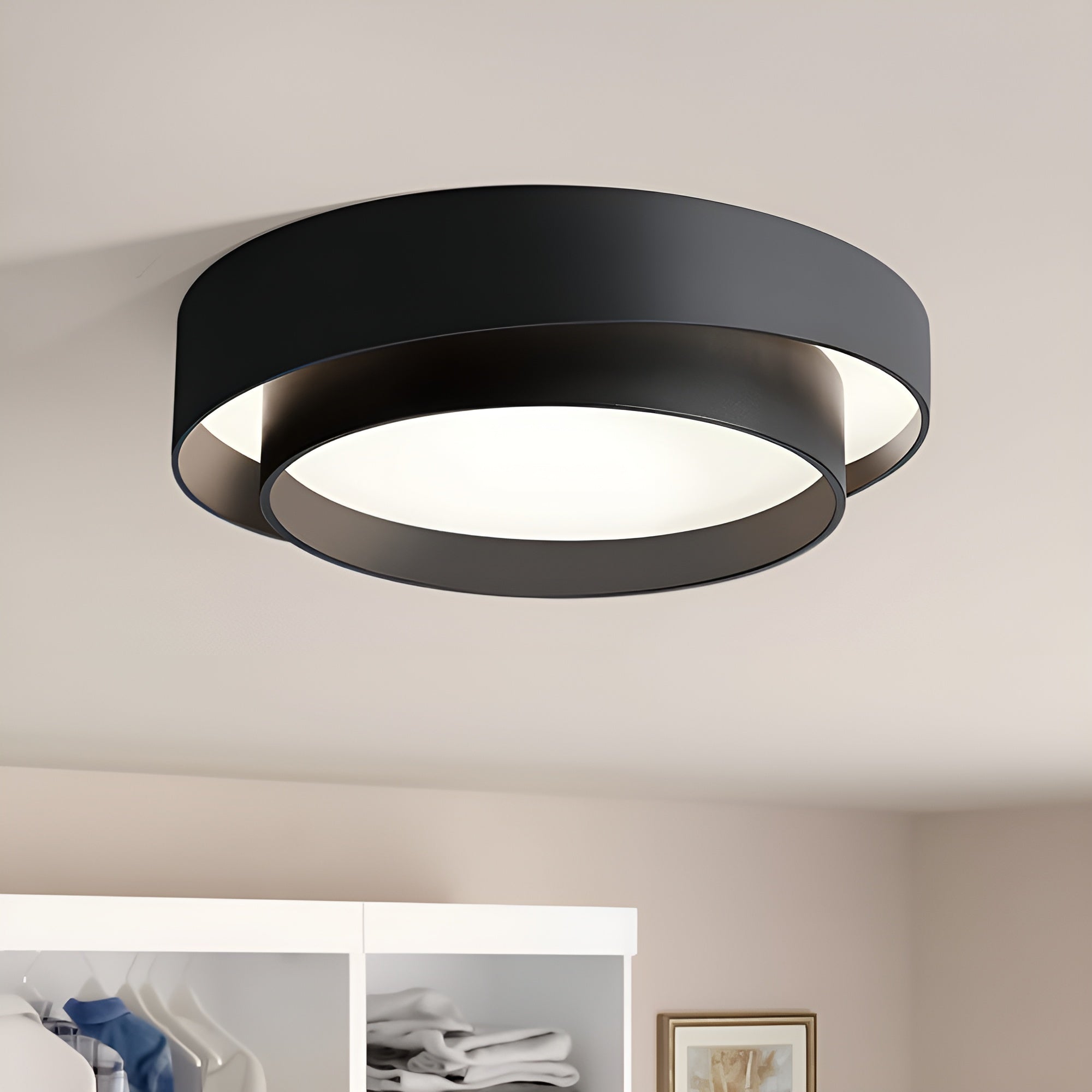 LumoNest – Modern Concentric Rings Flush Mount Ceiling Light for Bedrooms, Hallways & Living Spaces
