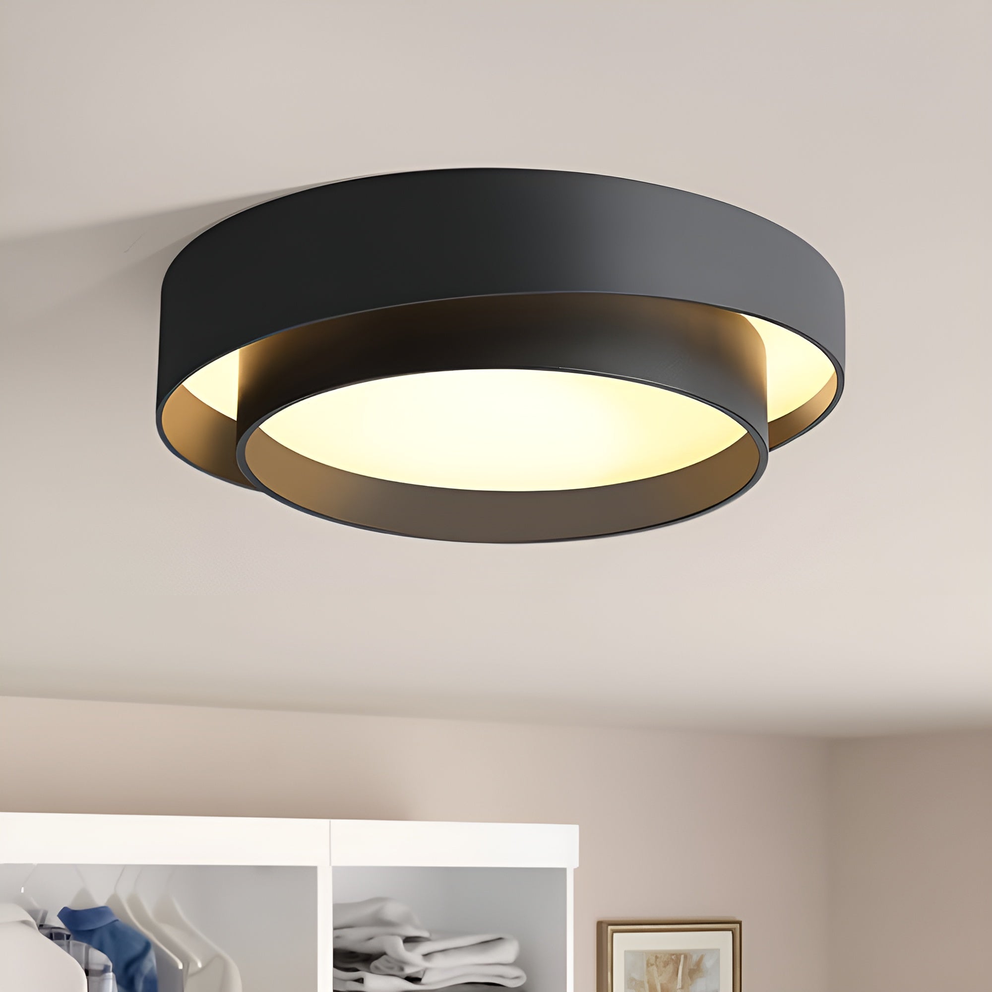 LumoNest – Modern Concentric Rings Flush Mount Ceiling Light for Bedrooms, Hallways & Living Spaces