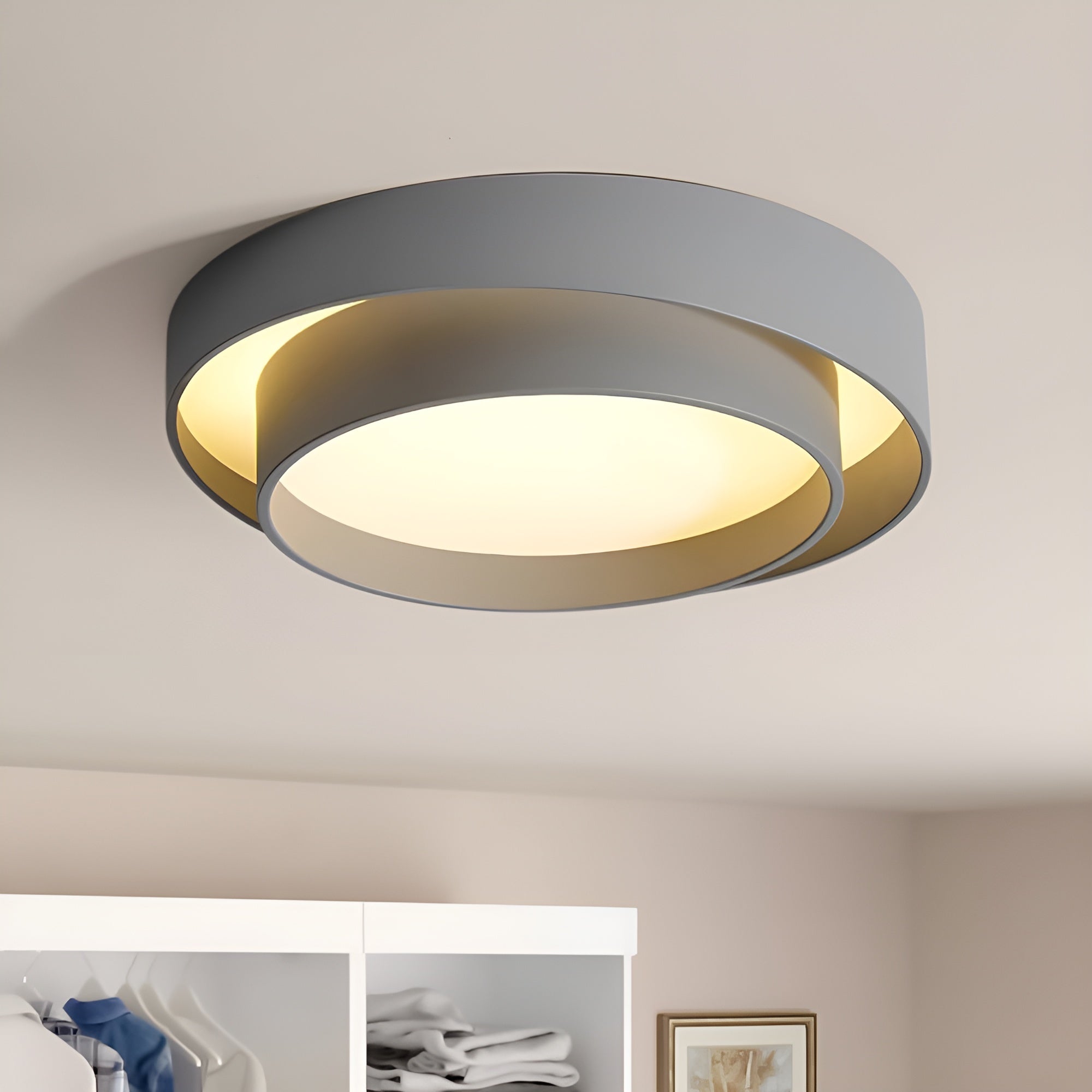 LumoNest – Modern Concentric Rings Flush Mount Ceiling Light for Bedrooms, Hallways & Living Spaces