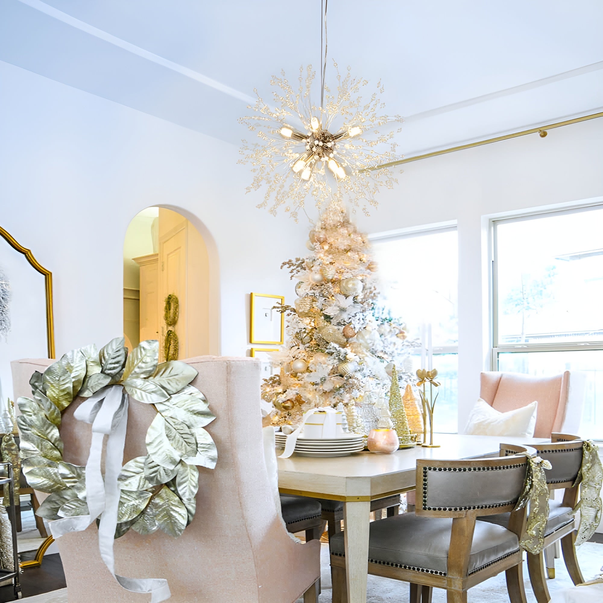 GlowNova – Lighting Luxury 8-Light Sputnik Firework Chandelier in Brass or Chrome