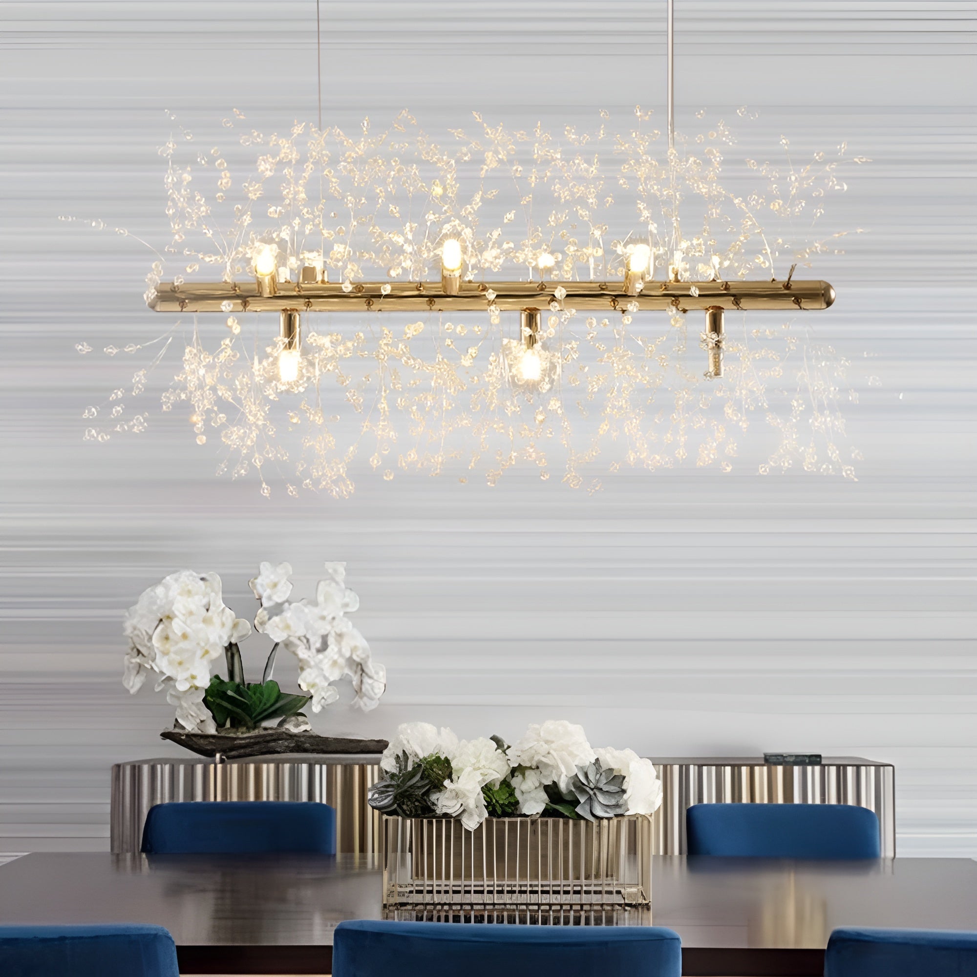 Crystalia – Modern 9-Light Crystal Chandelier for Dining Kitchen & Living Spaces