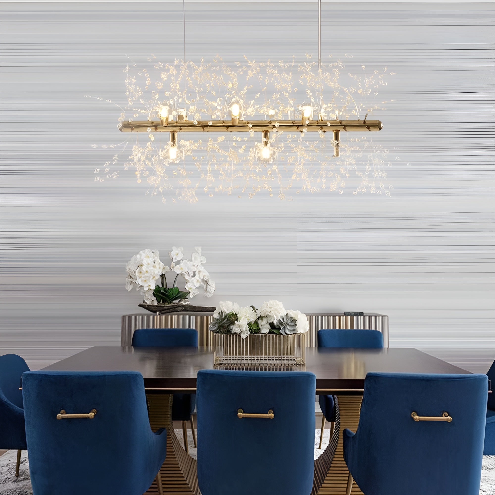 Crystalia – Modern 9-Light Crystal Chandelier for Dining Kitchen & Living Spaces