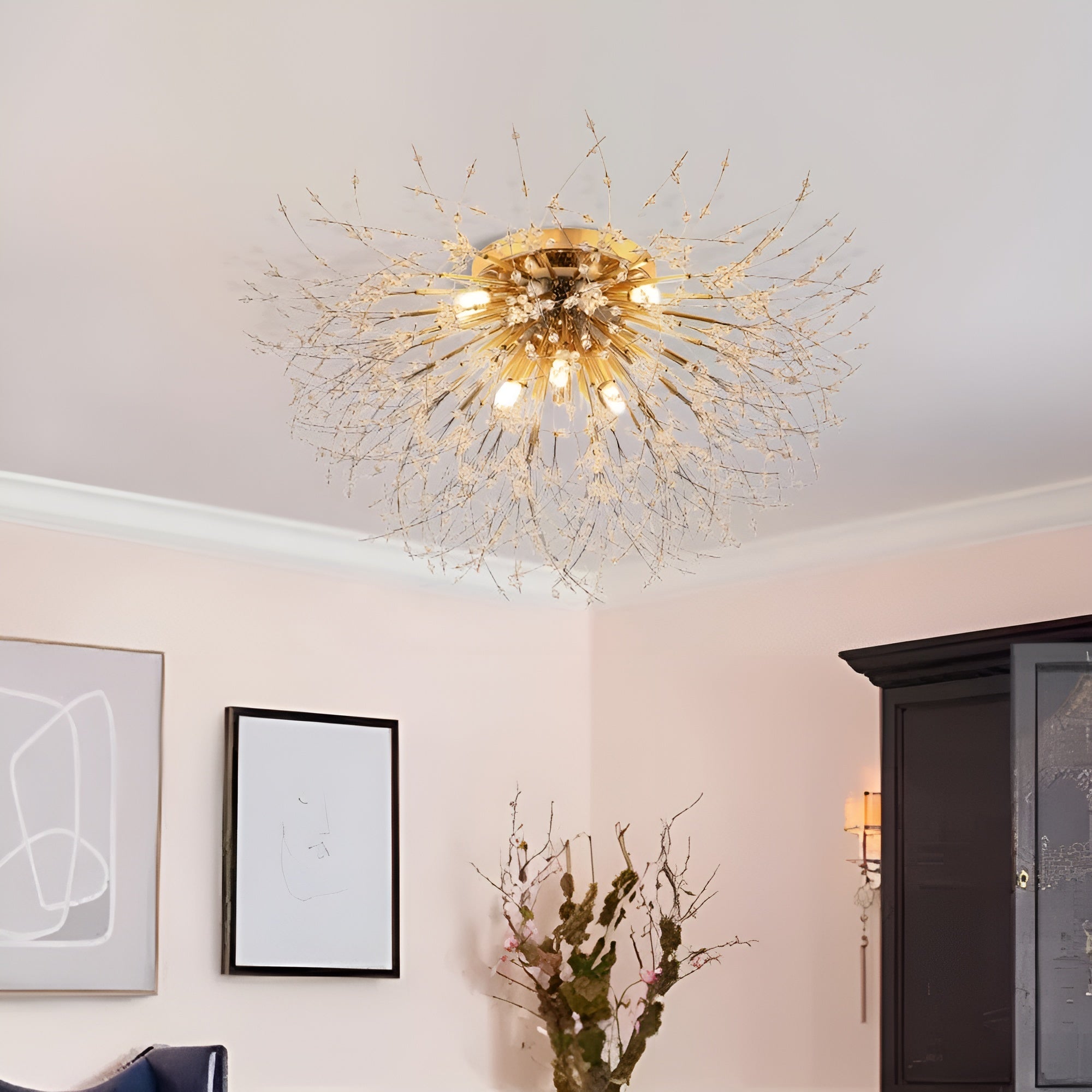 Glowvique – Modern Beaded Sputnik Flush Mount Light Fixture