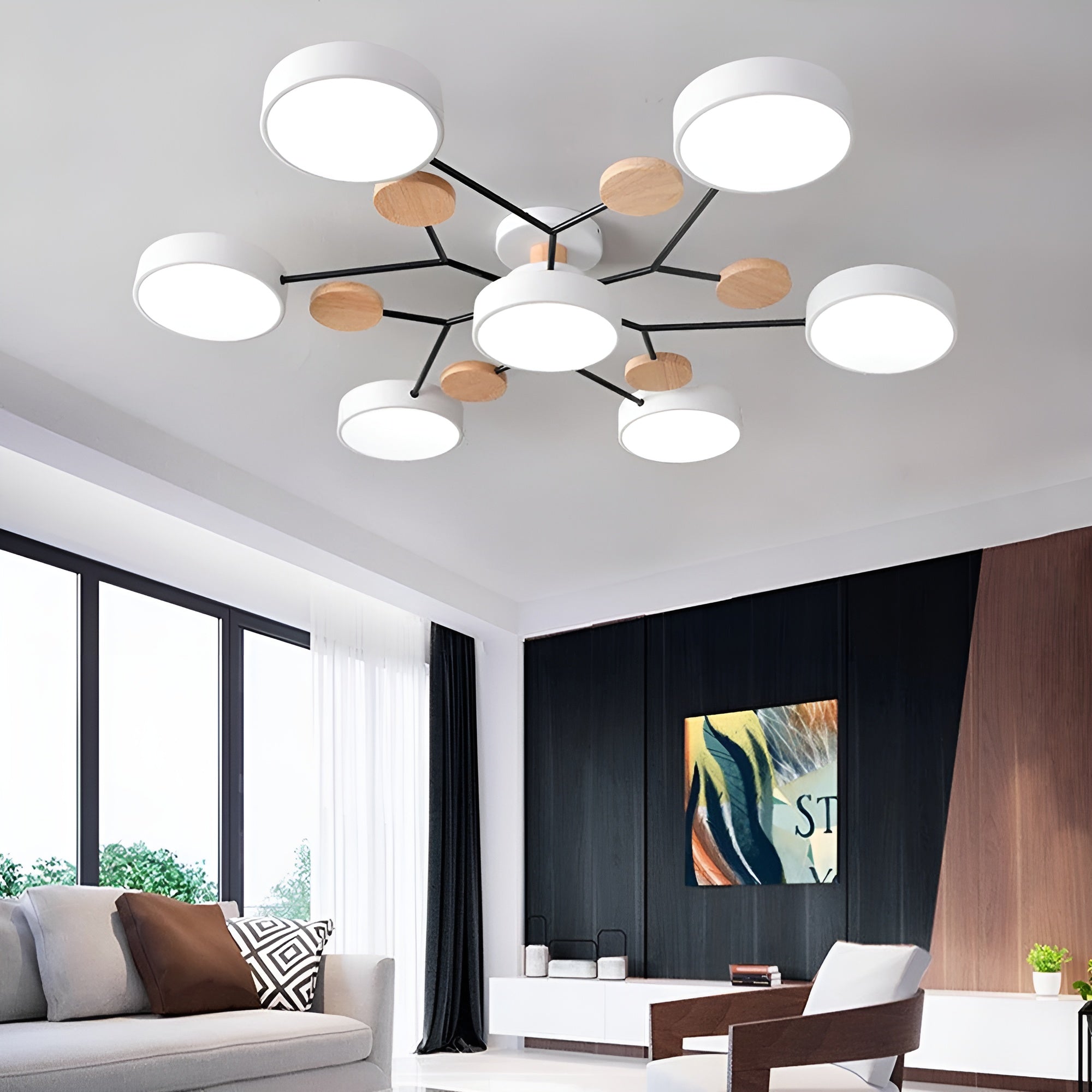 CircaGlow – Contemporary Round Iron LED Semi-Flush Chandelier with Modern Ceiling Light