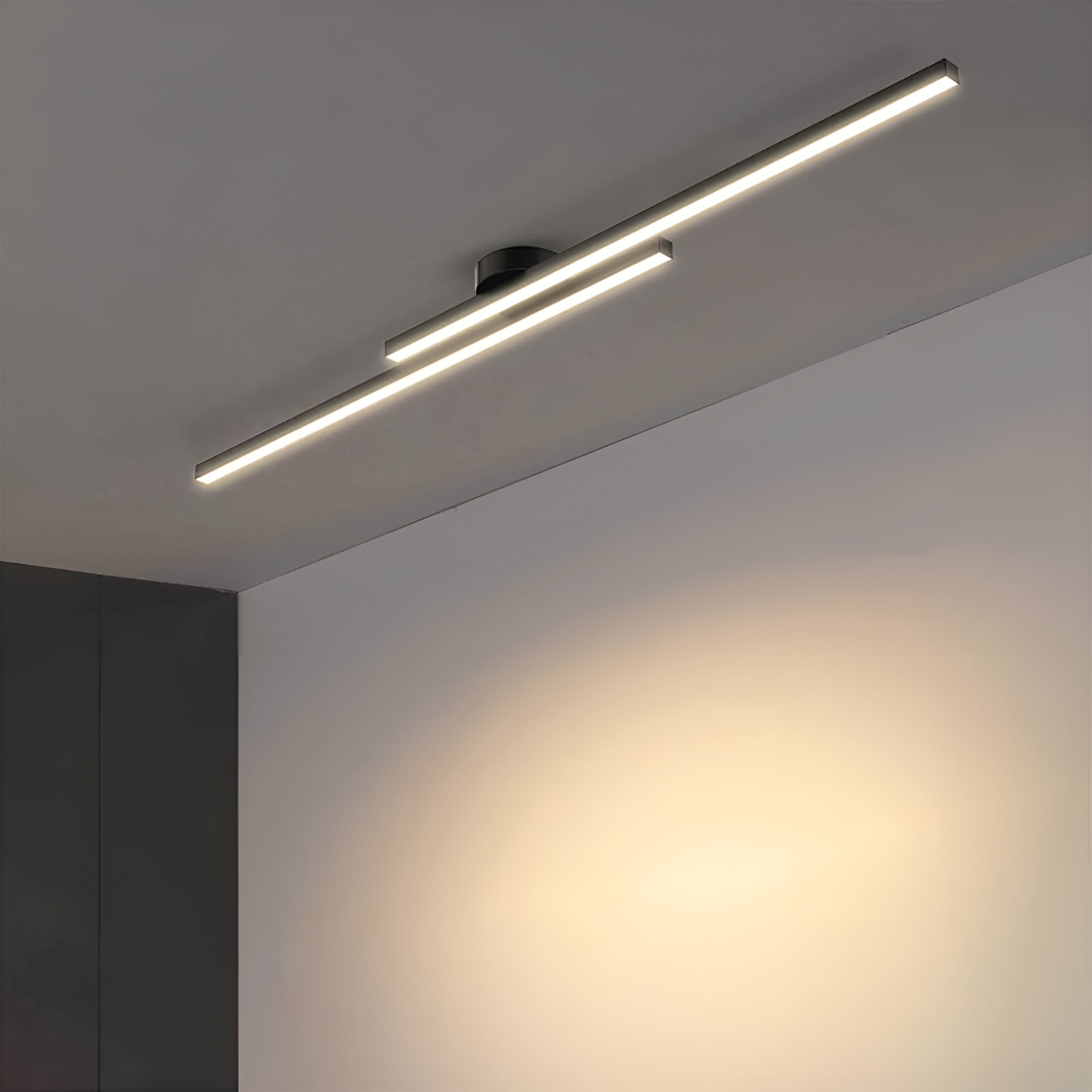 LumaLine – Modern Aluminium LED Strip Ceiling Light, Minimalist Semi Flush Fixture
