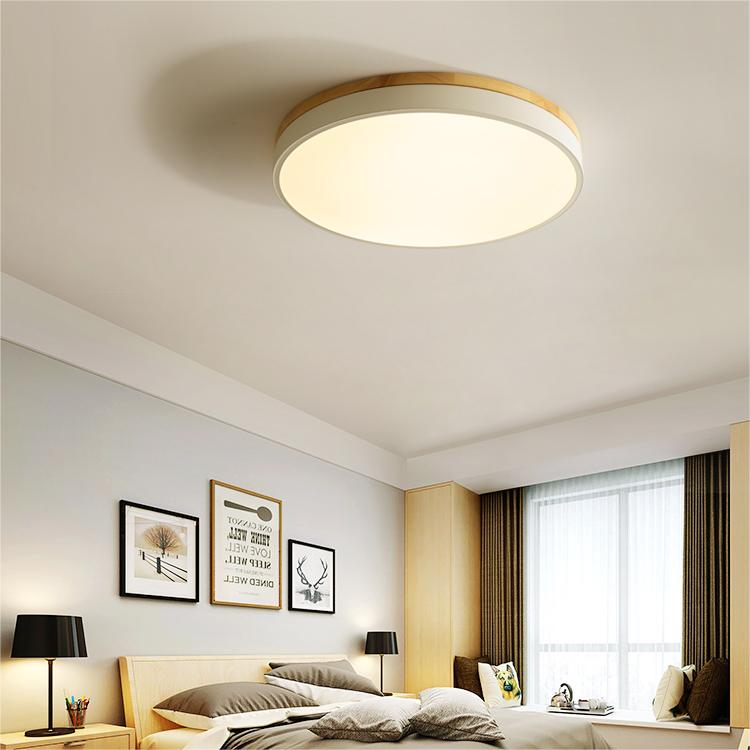 AlumaWood – Round Flush Ceiling Wooden Light with Modern LED Natural Wood Fixture