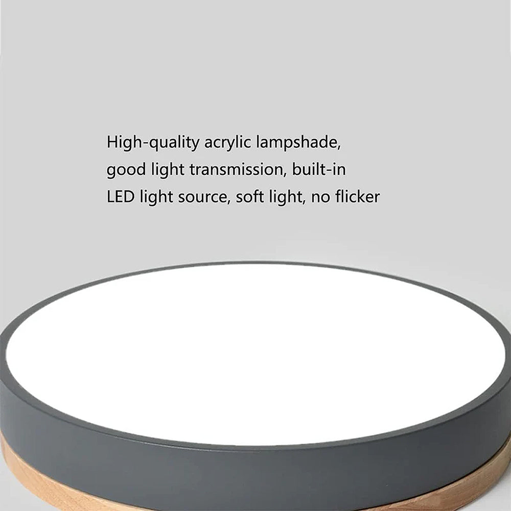 AlumaWood – Round Flush Ceiling Wooden Light with Modern LED Natural Wood Fixture