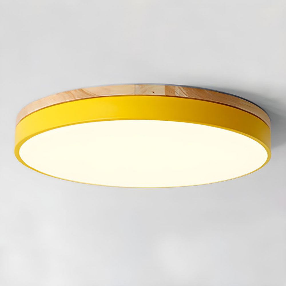 AlumaWood – Round Flush Ceiling Wooden Light with Modern LED Natural Wood Fixture