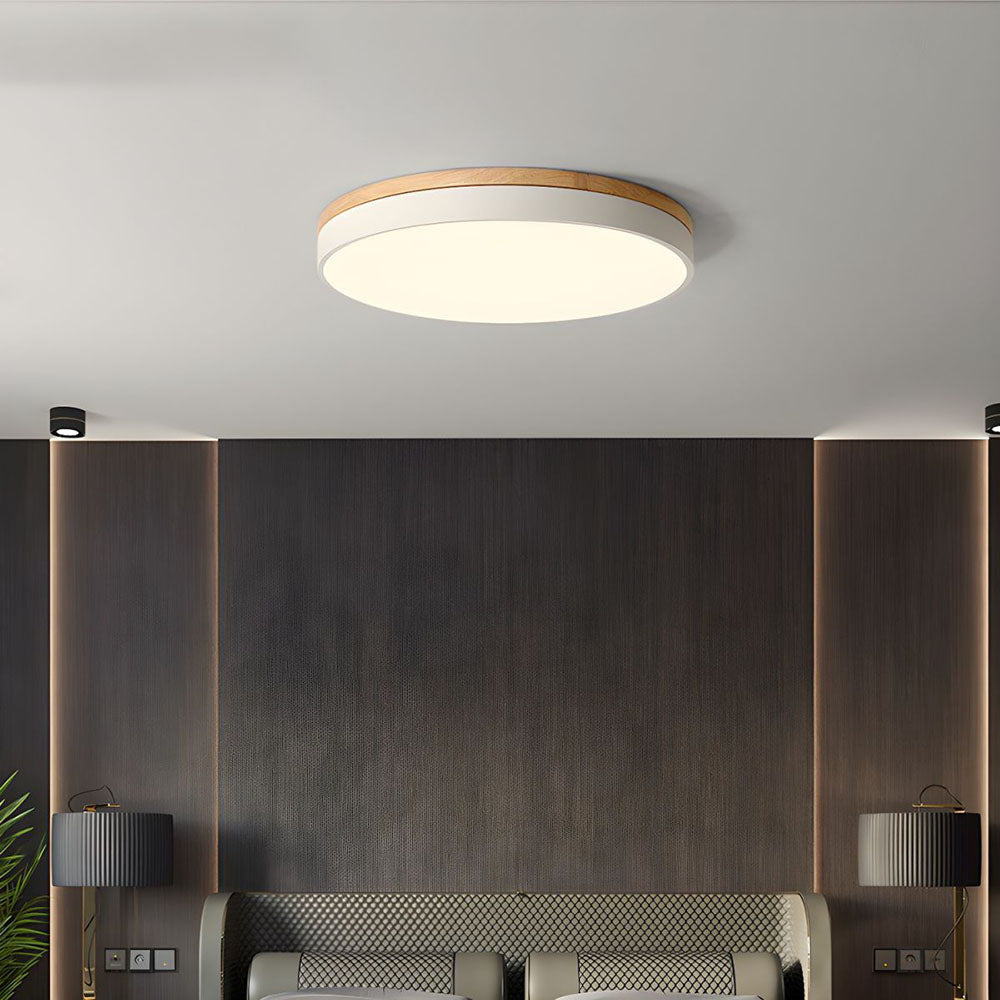AlumaWood – Round Flush Ceiling Wooden Light with Modern LED Natural Wood Fixture