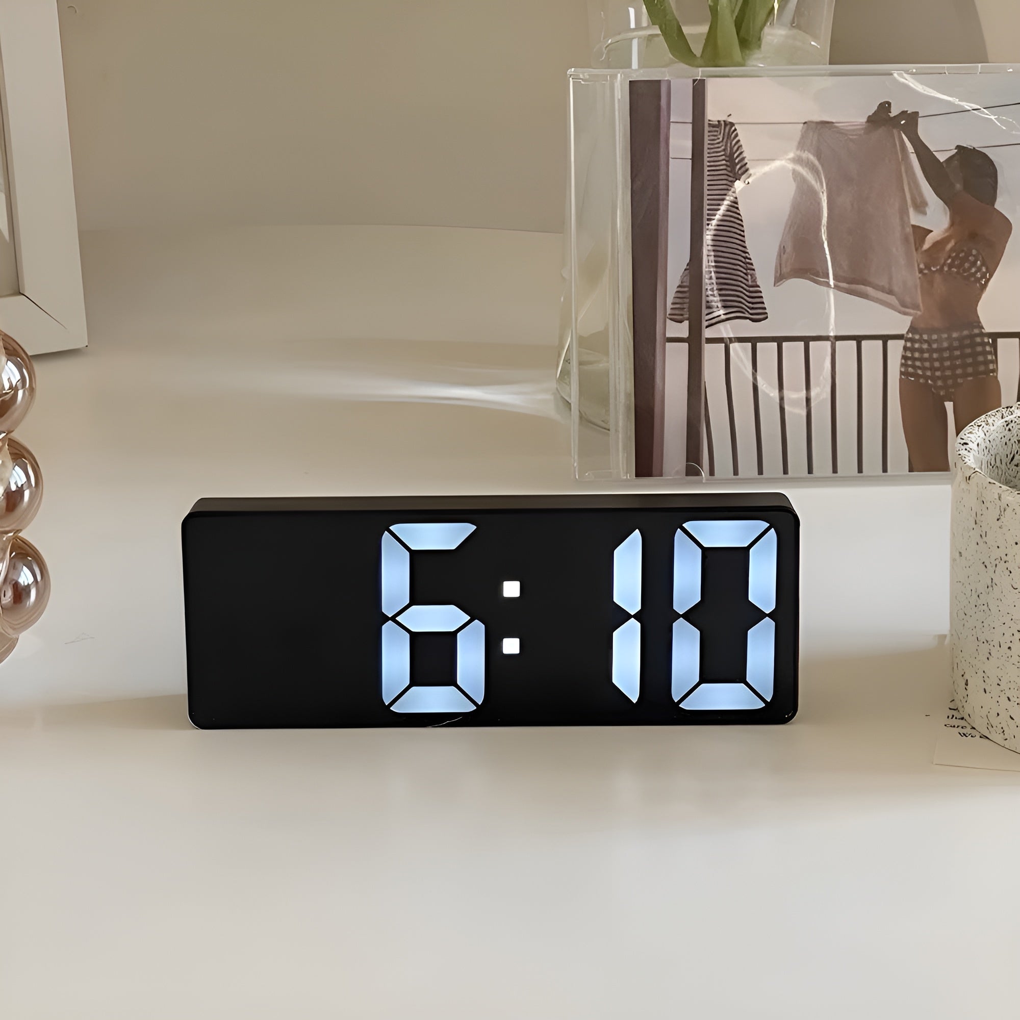 TimeLuxe - Digital LED Mirror Alarm Clock Modern Minimalist Design