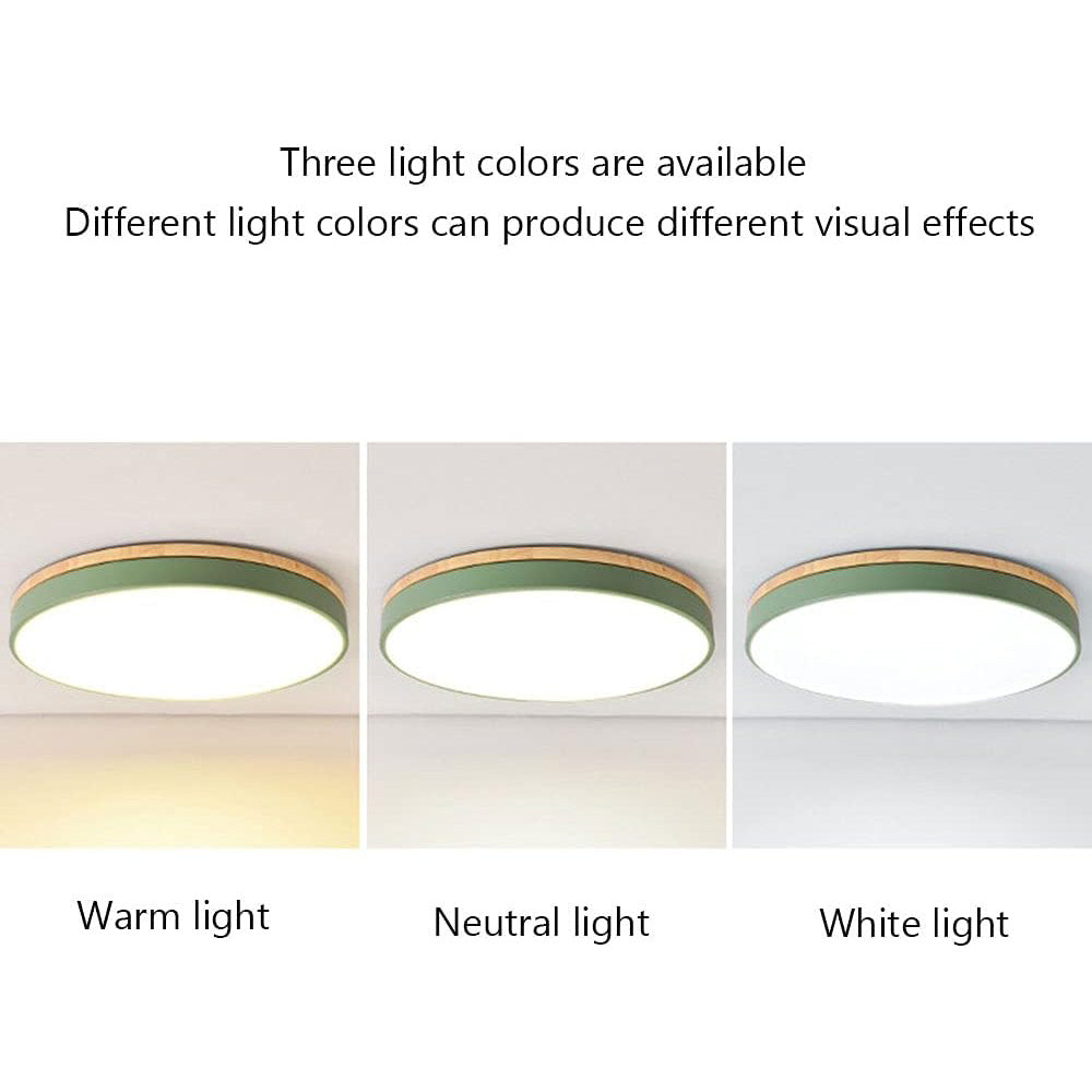 AlumaWood – Round Flush Ceiling Wooden Light with Modern LED Natural Wood Fixture