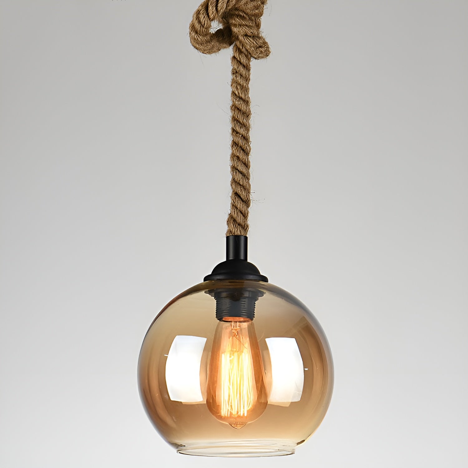 RopeLume – Retro Rope Hanging Glass Globe Pendant Light