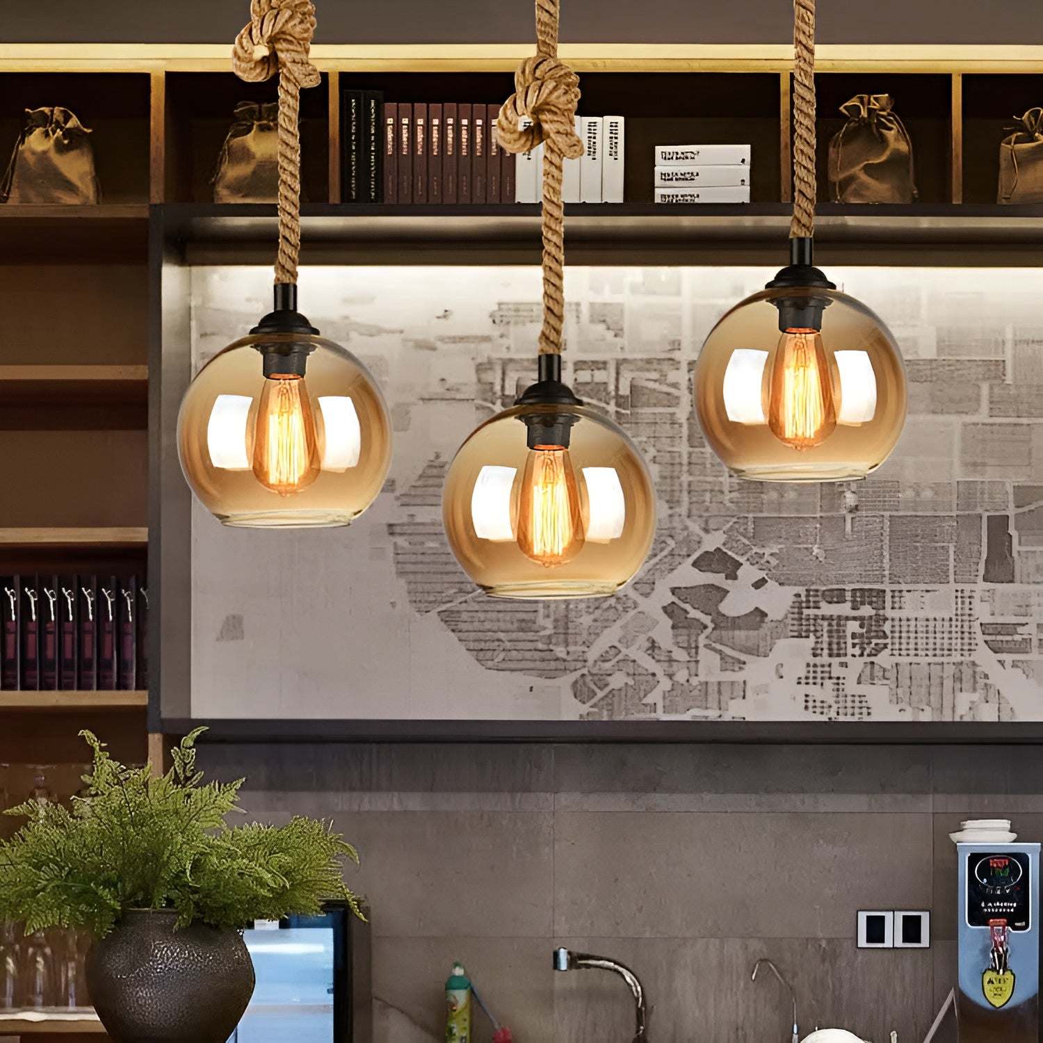 RopeLume – Retro Rope Hanging Glass Globe Pendant Light