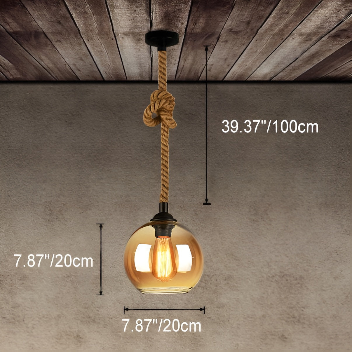 RopeLume – Retro Rope Hanging Glass Globe Pendant Light