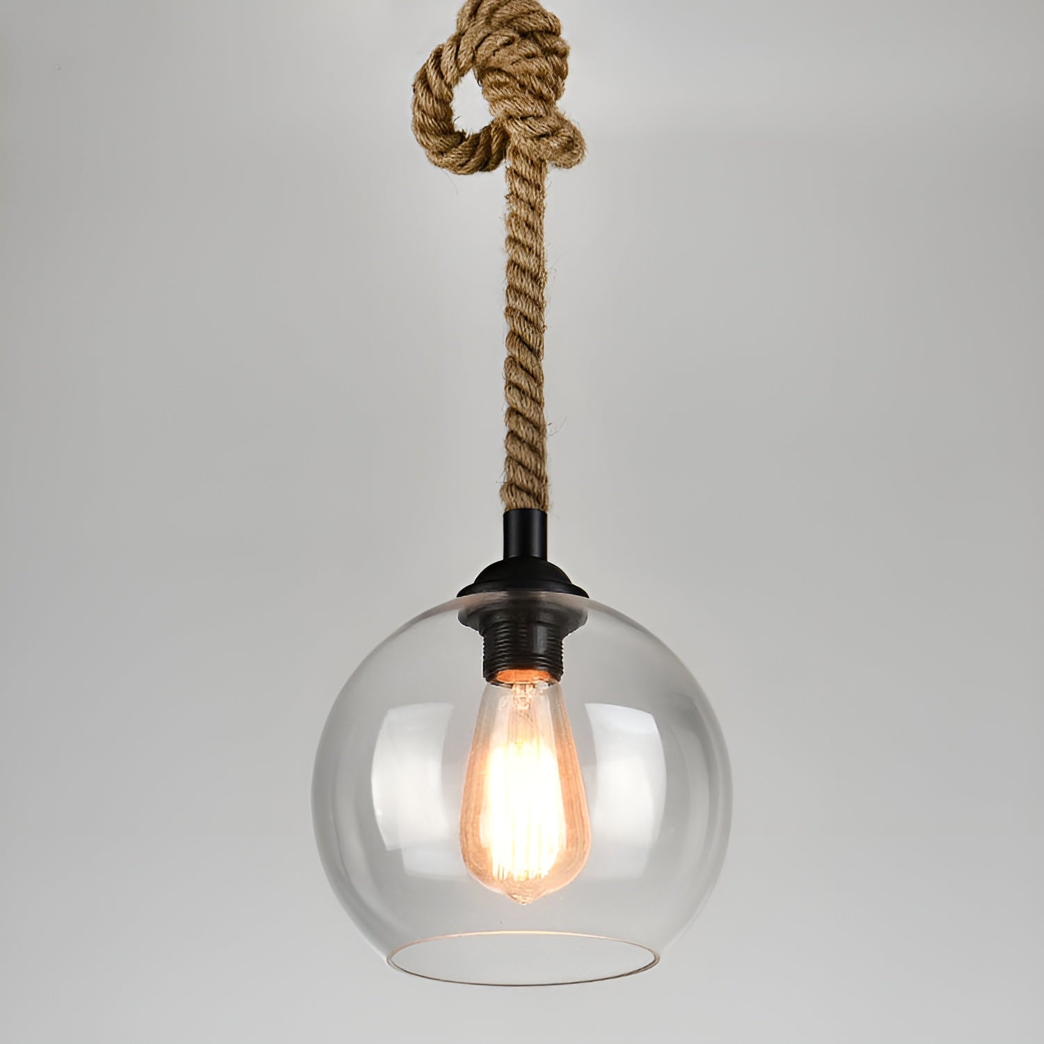 RopeLume – Retro Rope Hanging Glass Globe Pendant Light