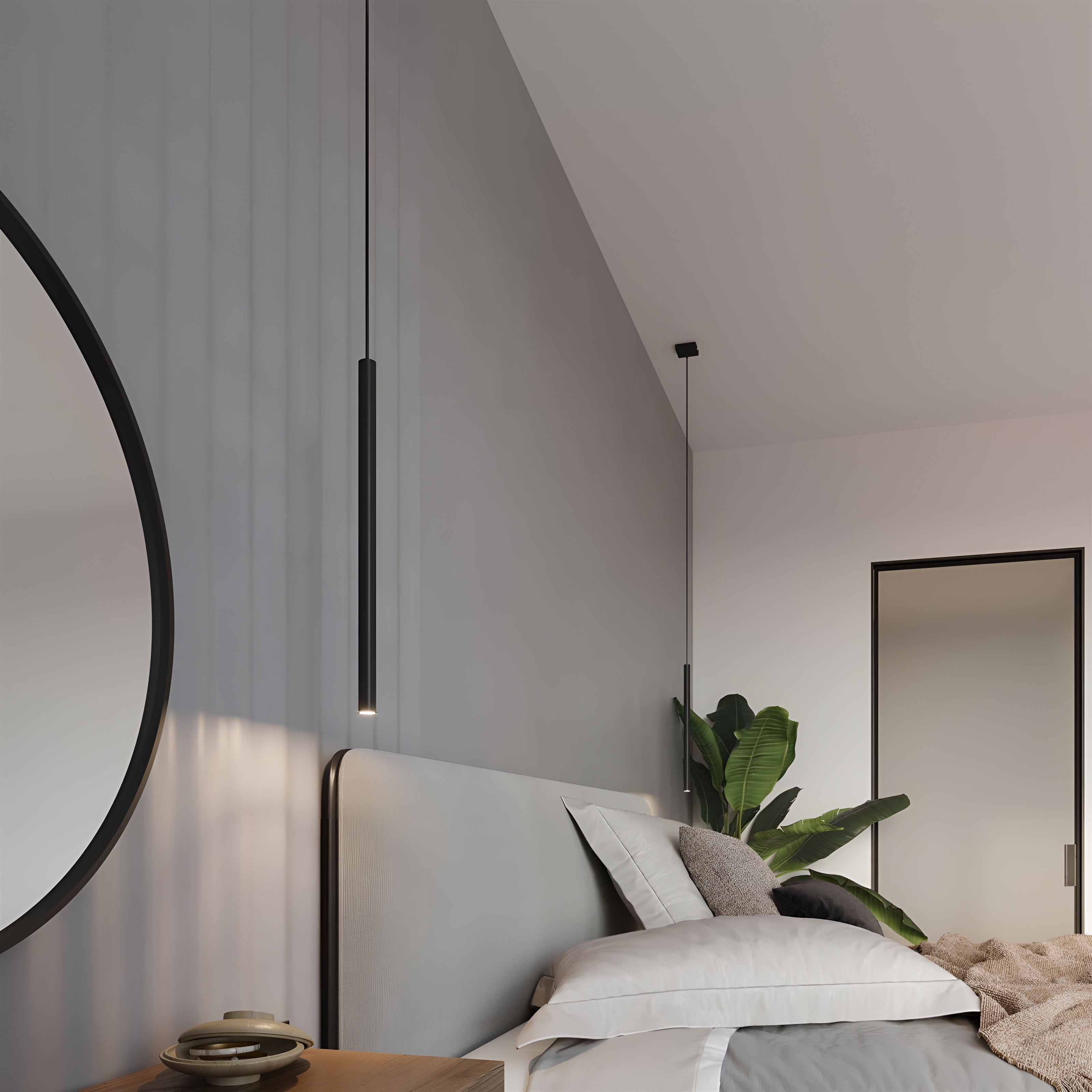 Lumeva – Argentia Single Tube Pendant Light Matte Black Modern Ceiling Lamp