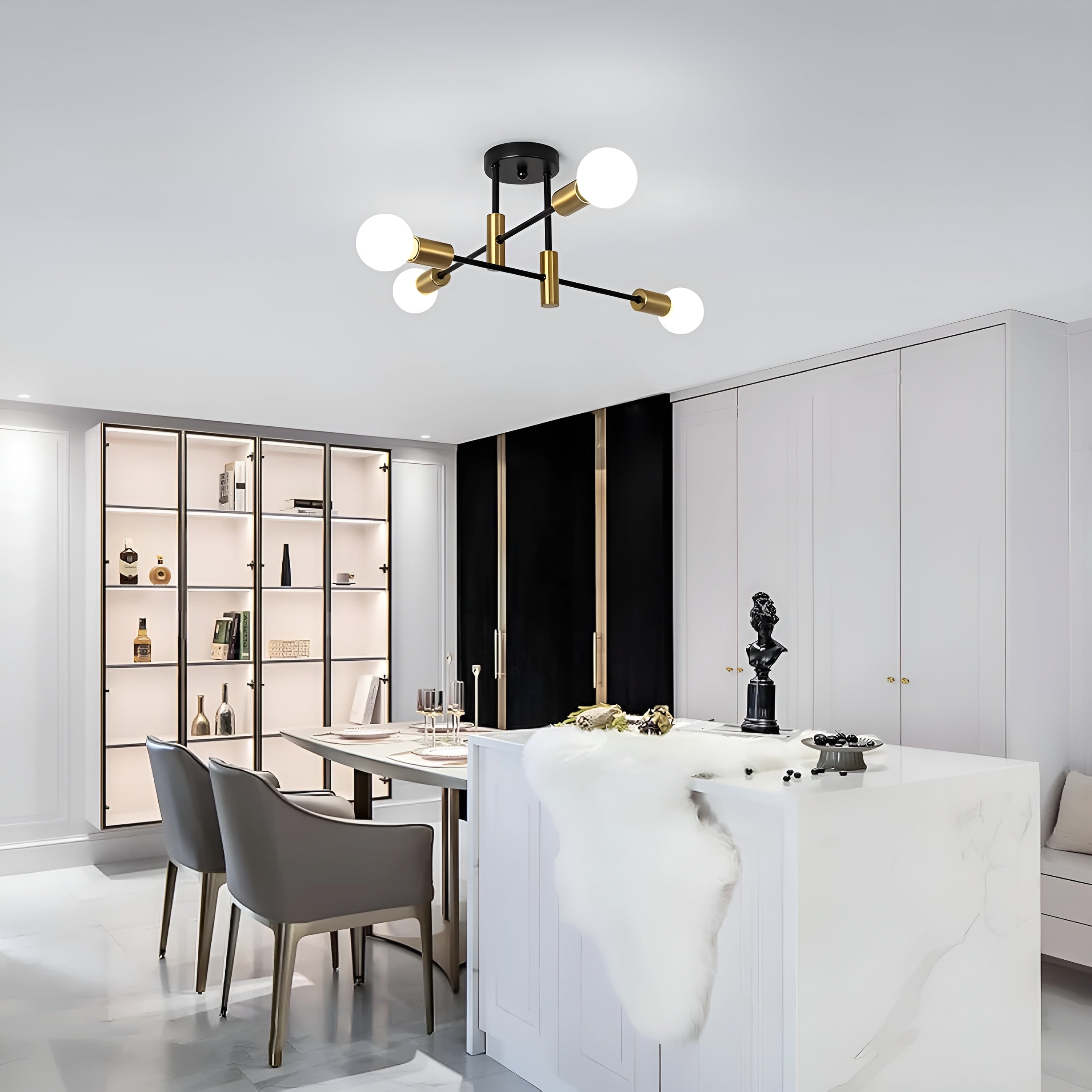 NoirLux – Nordic Ceiling Light Matte Black Modern Fixture for Dining Bedroom or Living Room