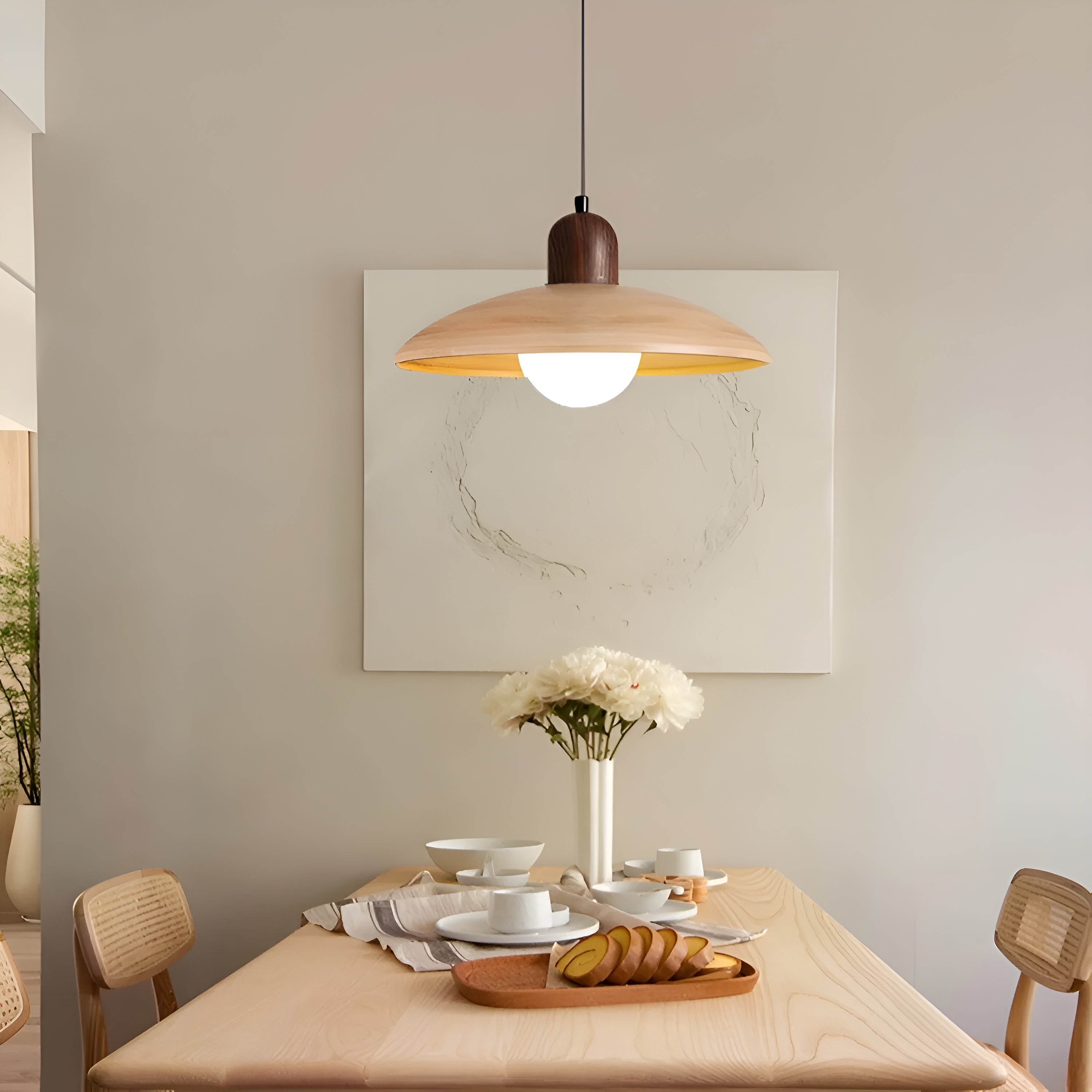 Zenora – Japanese Wabi-Sabi Walnut Ceiling Lamp for Peaceful Modern Interiors