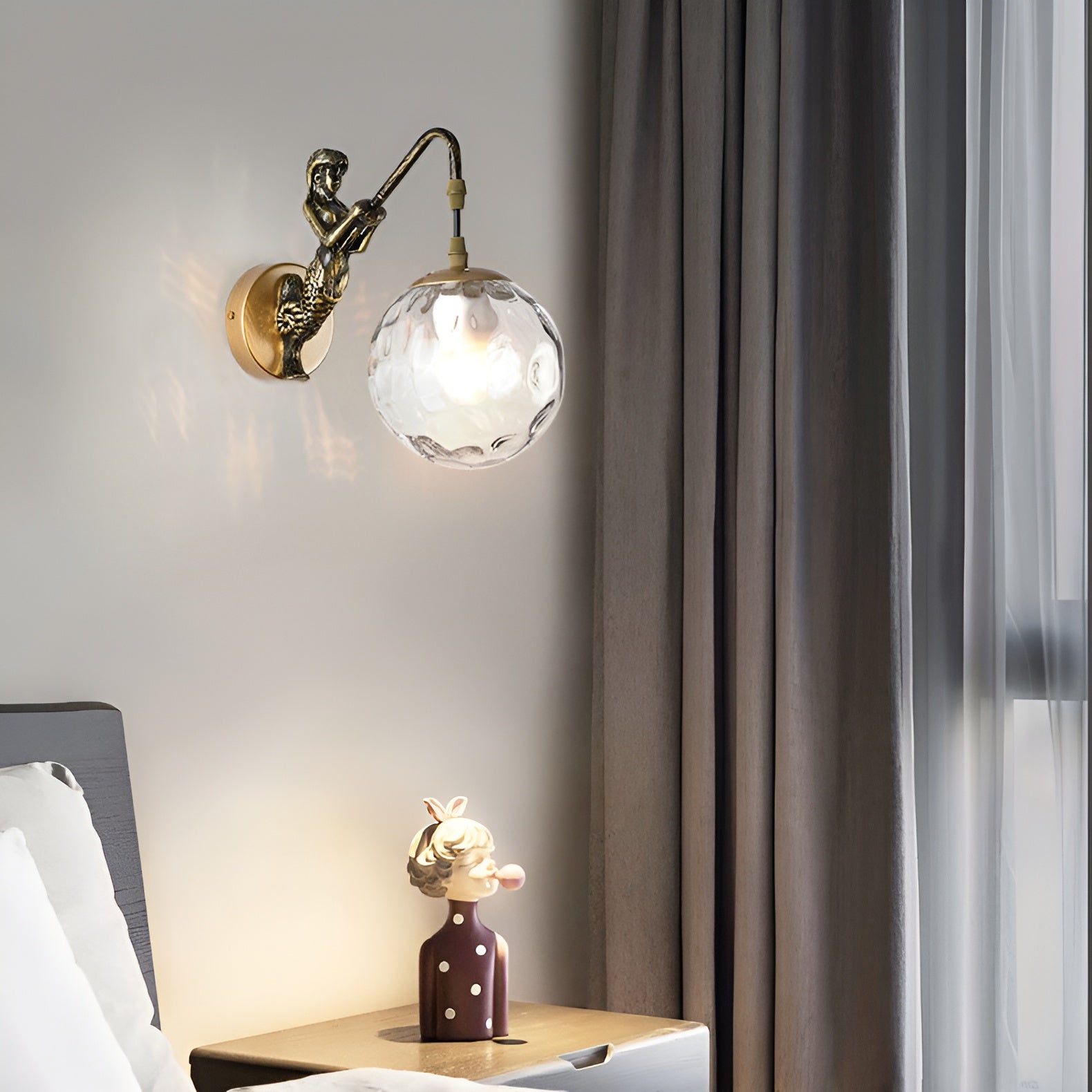 Aurellia – Vintage Rustic Mermaid Orb Wall Sconce Lamp LED Light