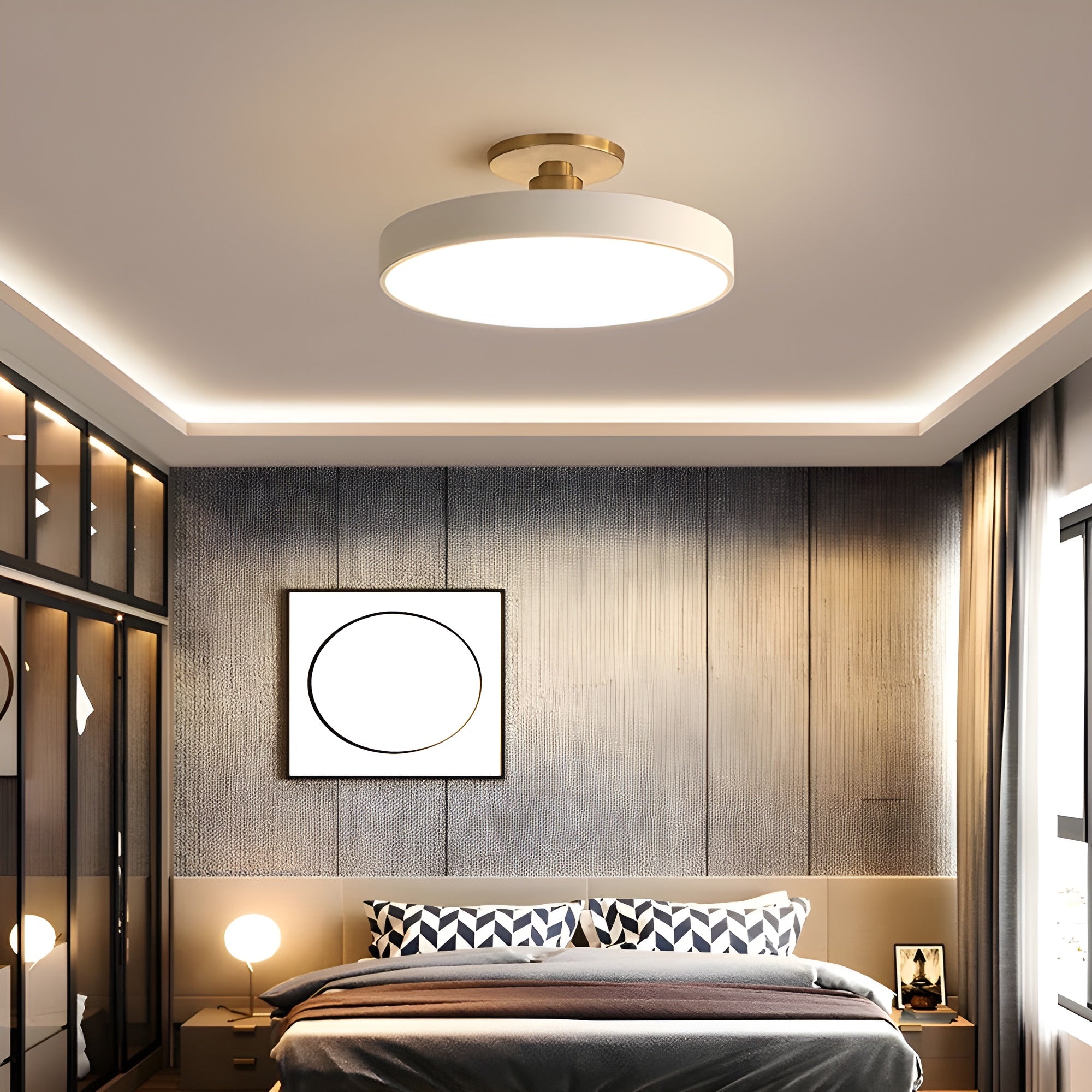 LumoCirque – Circular LED Semi Flush Mount Ceiling Light, Minimalist Fixture