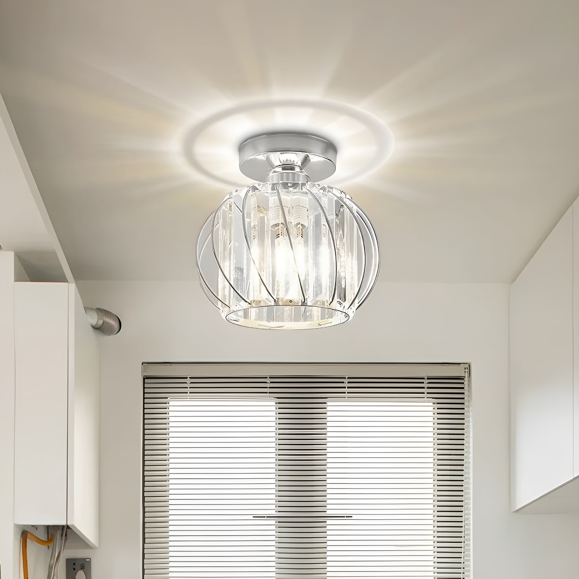 SkynLume – Nordic Flush Mount Glass and Iron Ceiling Light
