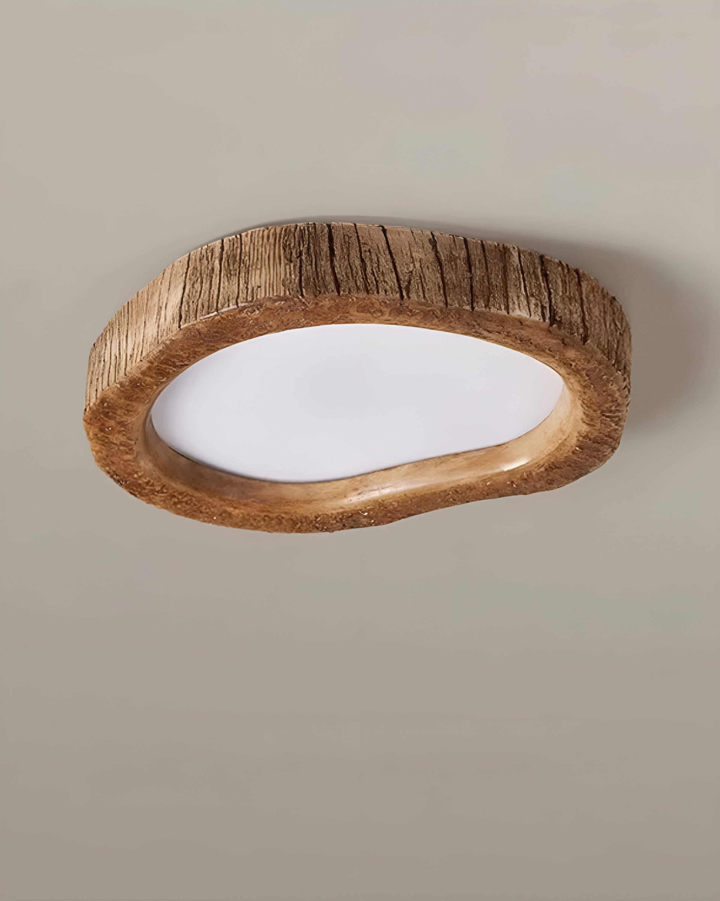 HaloWood – Rustic Modern Wooden Ceiling Light with Warm LED Glow