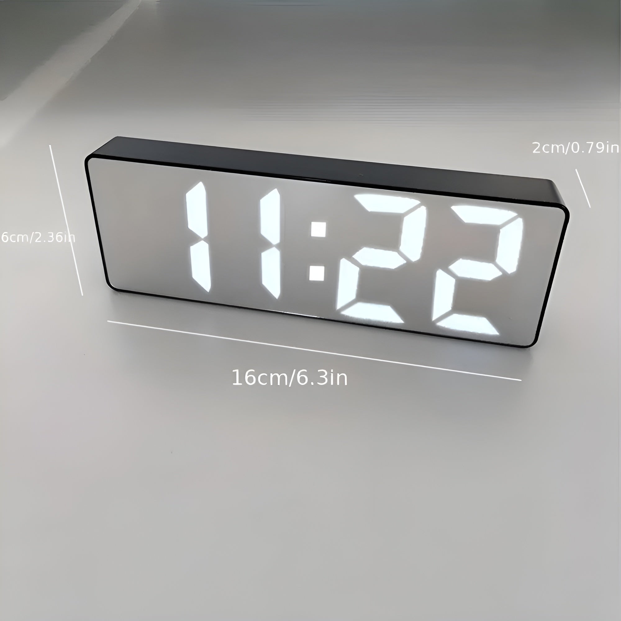 TimeLuxe - Digital LED Mirror Alarm Clock Modern Minimalist Design