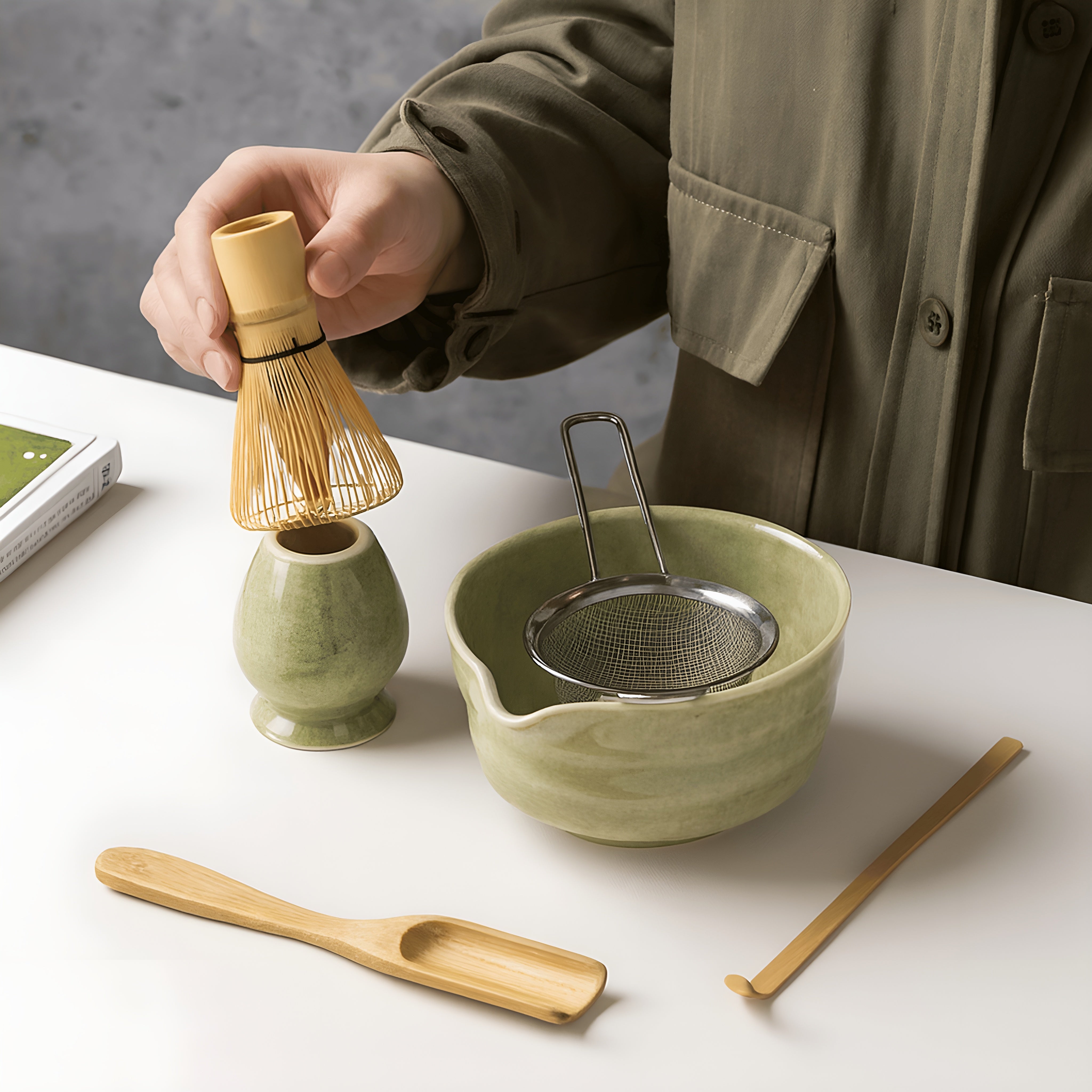 Zenmori – Matcha Tea Set with Ceramic Bowl and Bamboo Tools for Ritual Use