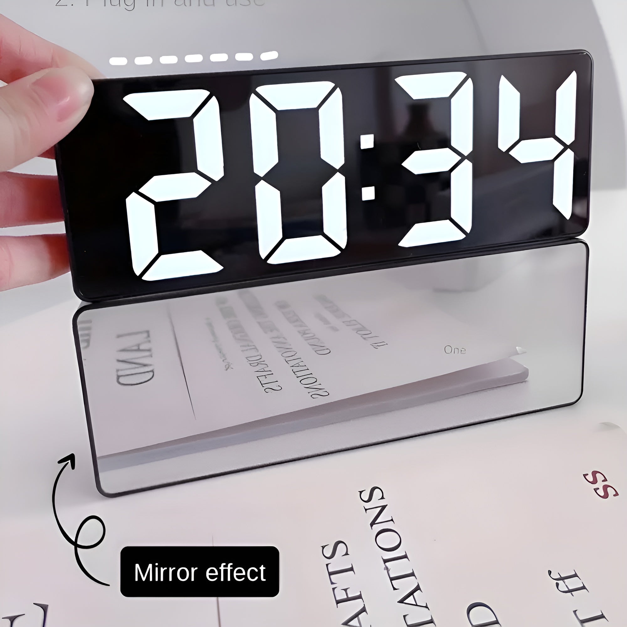 TimeLuxe - Digital LED Mirror Alarm Clock Modern Minimalist Design