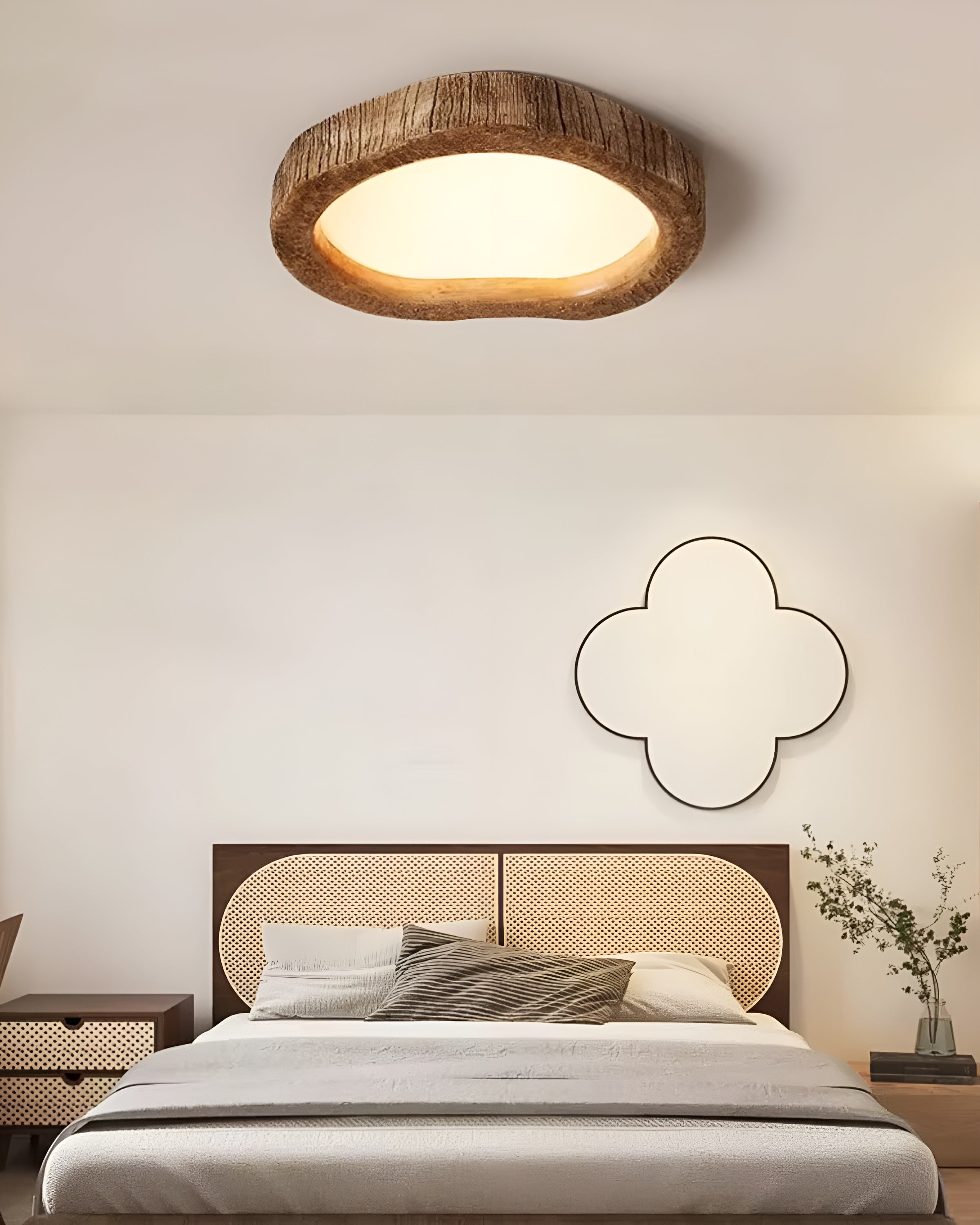 HaloWood – Rustic Modern Wooden Ceiling Light with Warm LED Glow