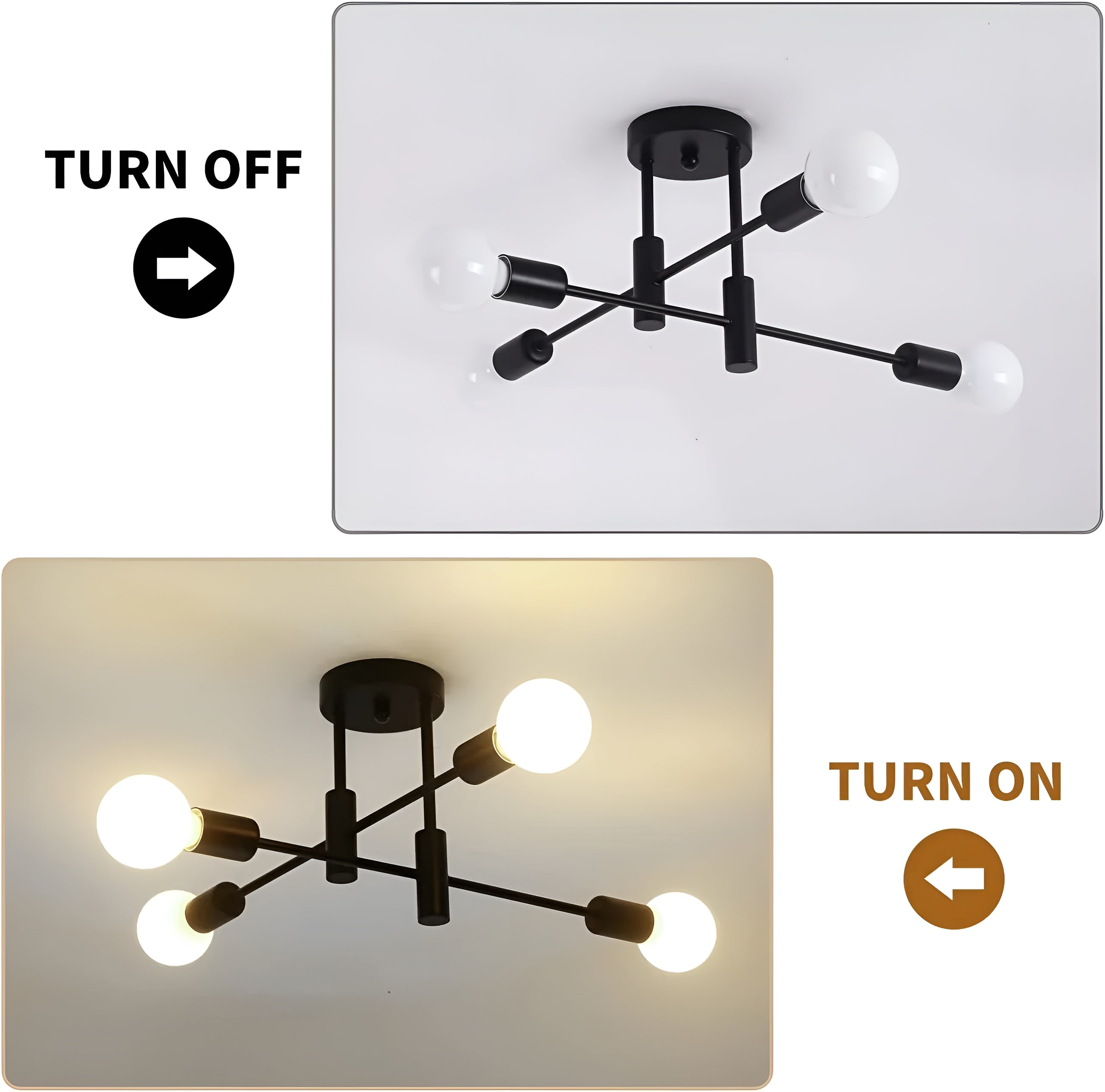 NoirLux – Nordic Ceiling Light Matte Black Modern Fixture for Dining Bedroom or Living Room
