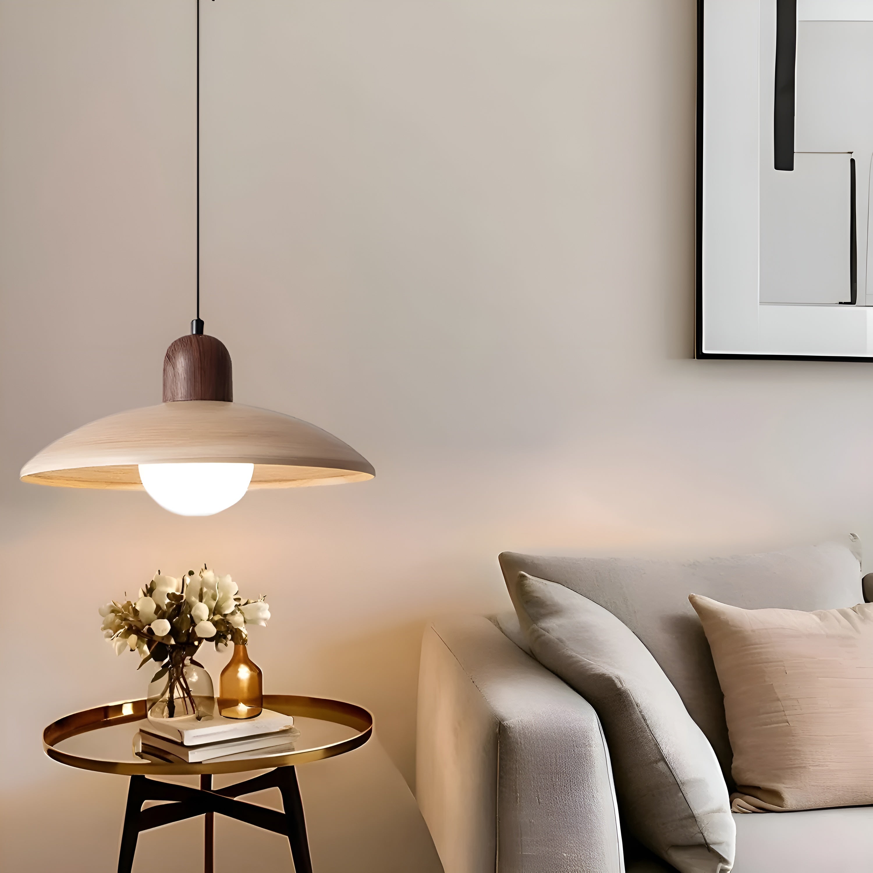 Zenora – Japanese Wabi-Sabi Walnut Ceiling Lamp for Peaceful Modern Interiors