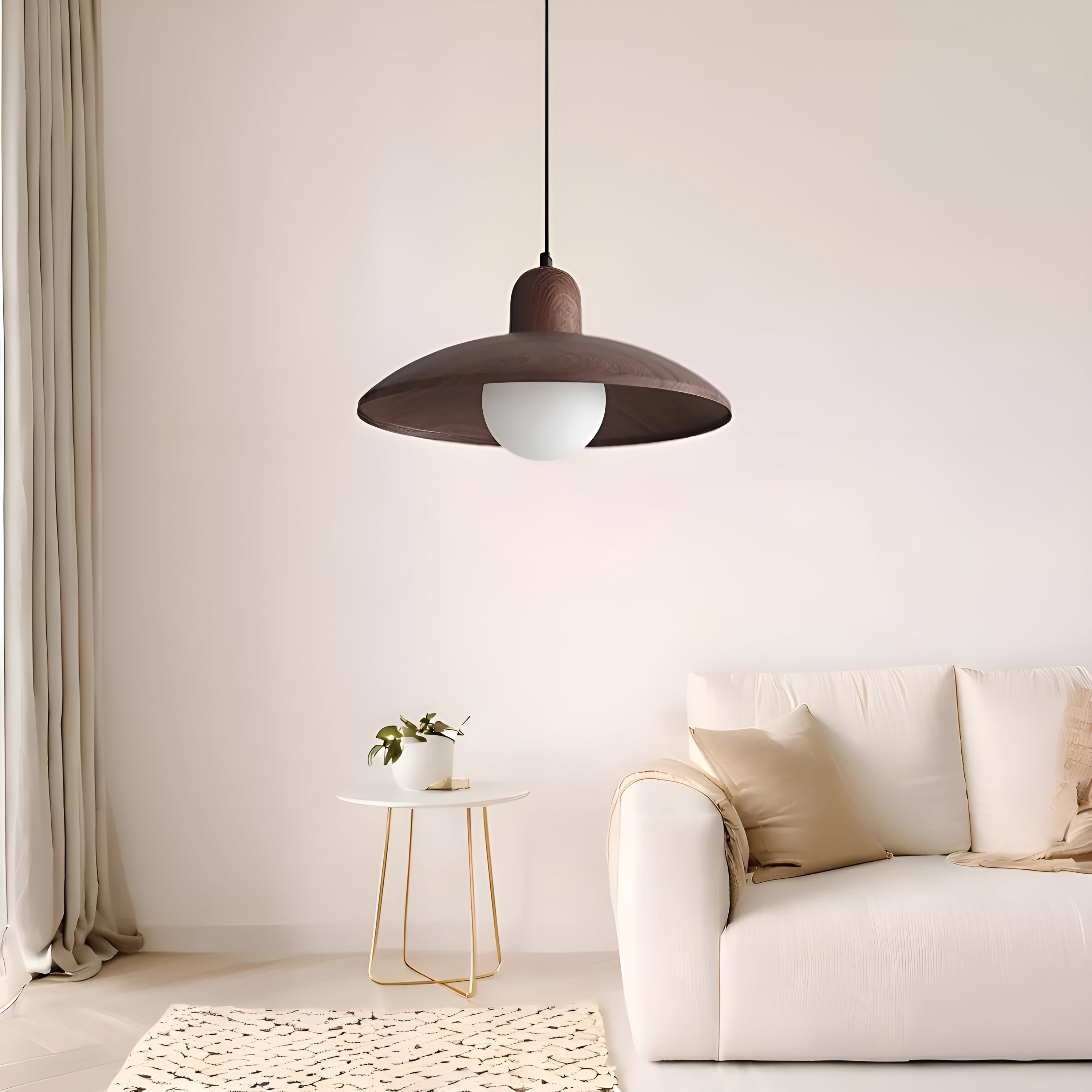 Zenora – Japanese Wabi-Sabi Walnut Ceiling Lamp for Peaceful Modern Interiors