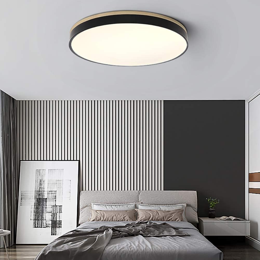 AlumaWood – Round Flush Ceiling Wooden Light with Modern LED Natural Wood Fixture