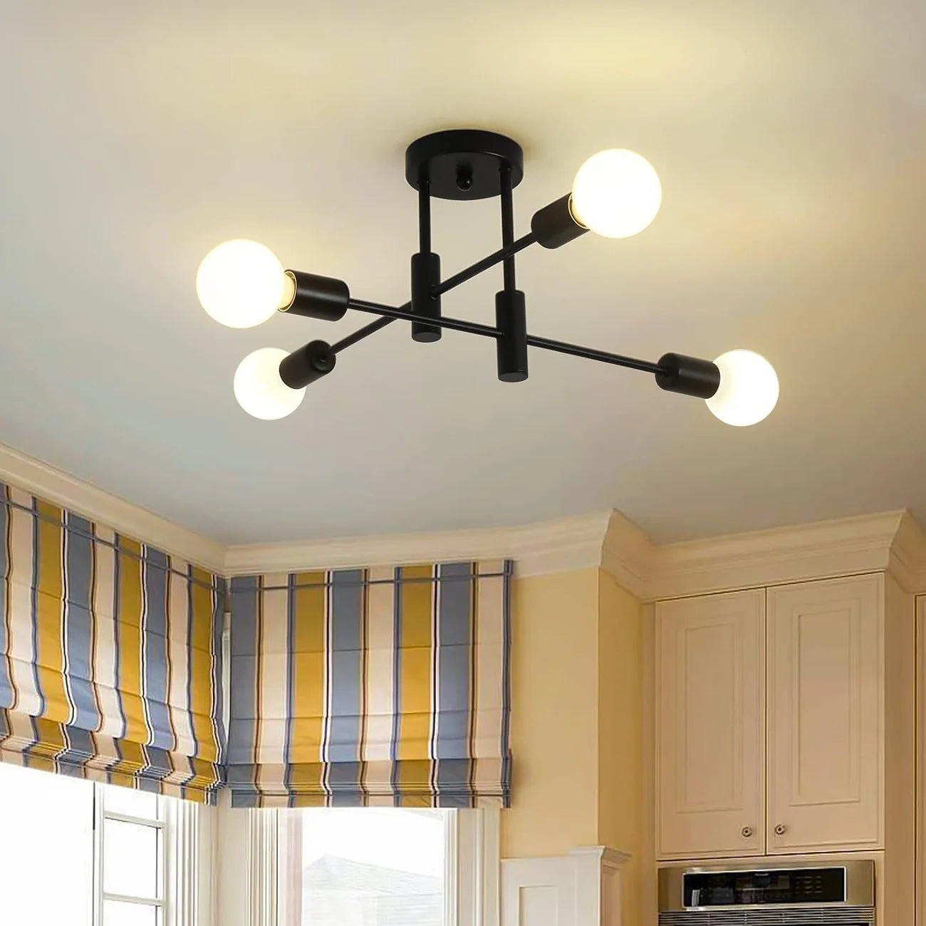 NoirLux – Nordic Ceiling Light Matte Black Modern Fixture for Dining Bedroom or Living Room