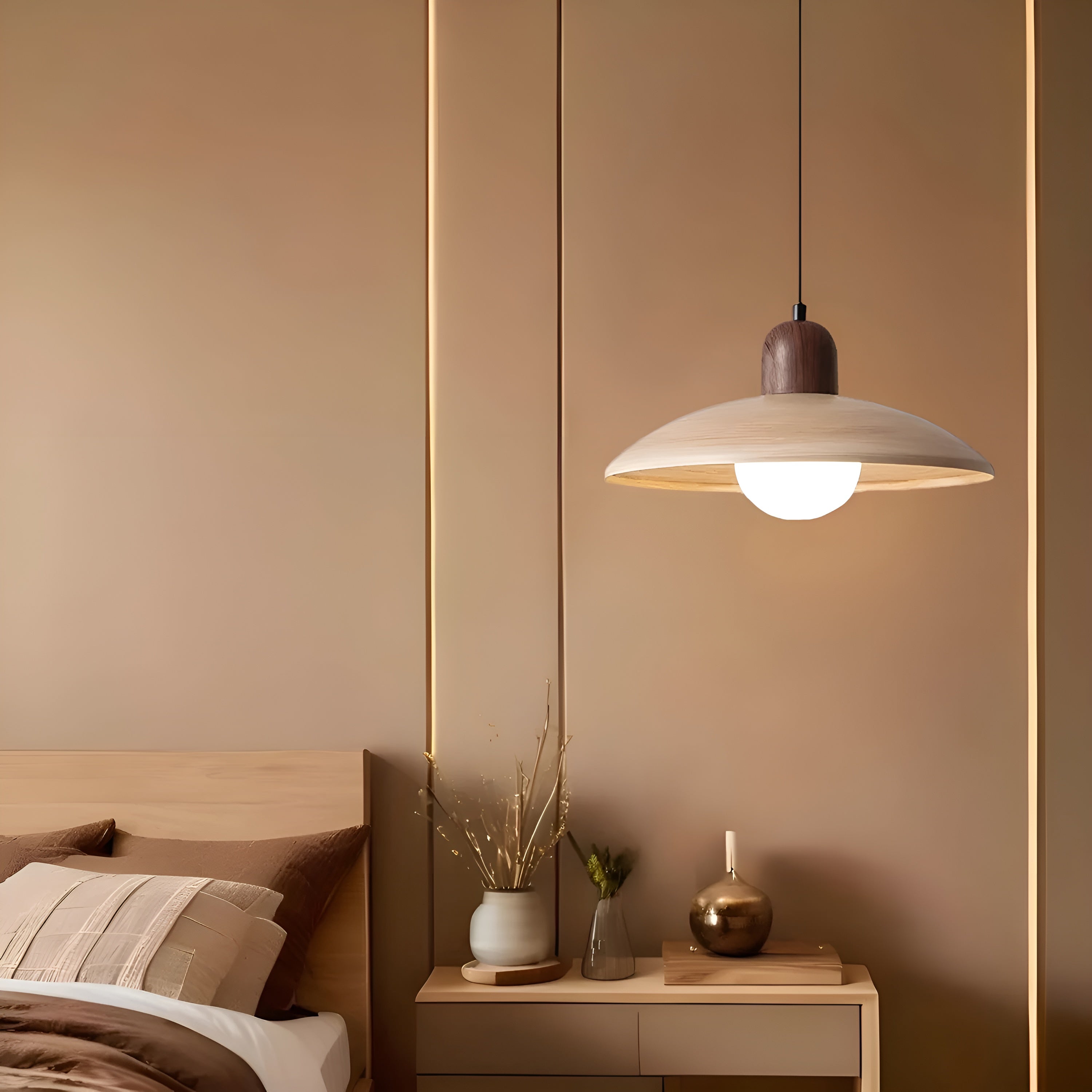 Zenora – Japanese Wabi-Sabi Walnut Ceiling Lamp for Peaceful Modern Interiors