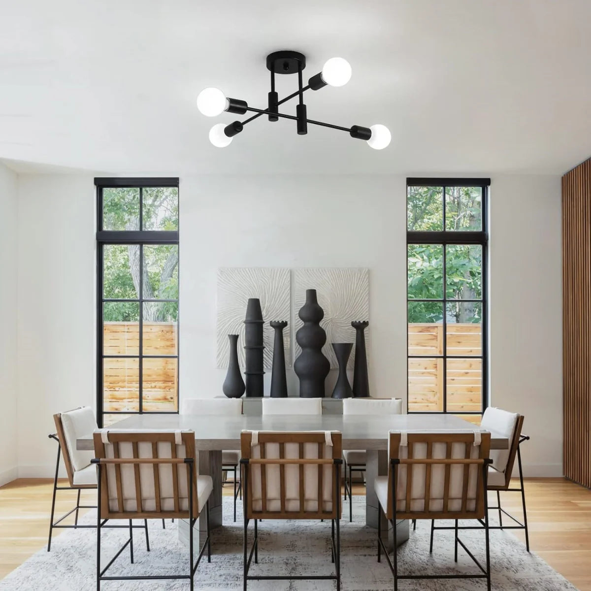 NoirLux – Nordic Ceiling Light Matte Black Modern Fixture for Dining Bedroom or Living Room