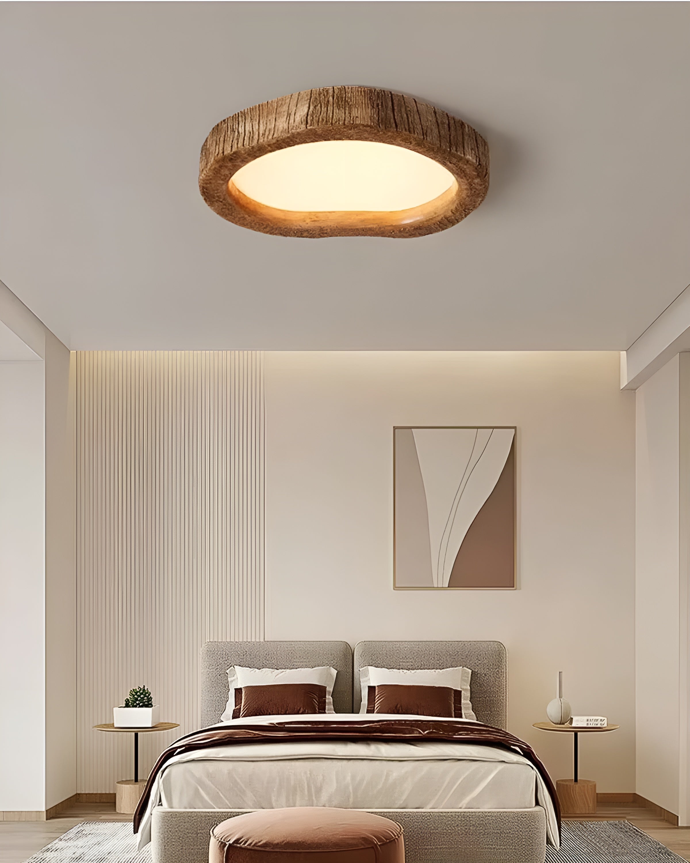 HaloWood – Rustic Modern Wooden Ceiling Light with Warm LED Glow