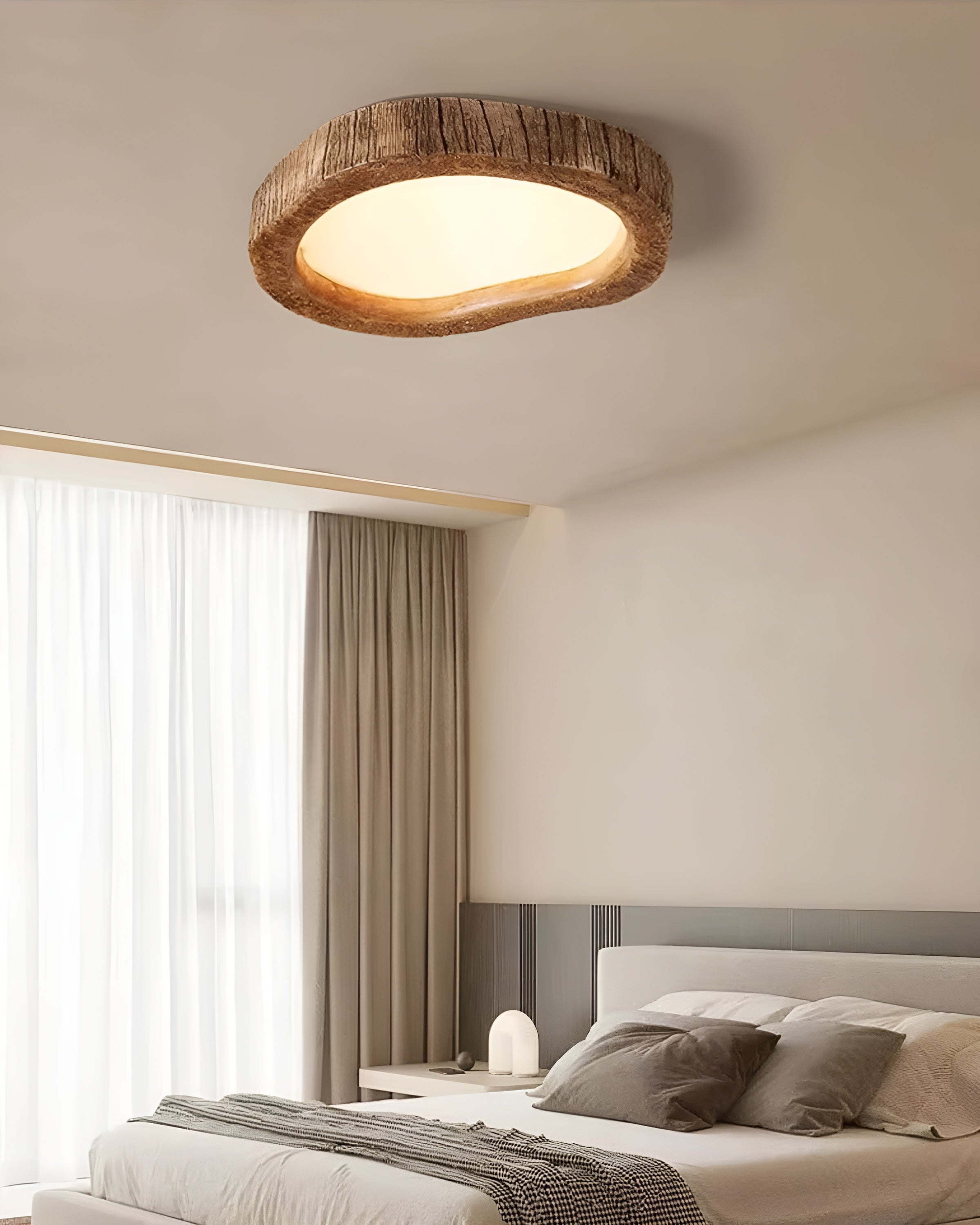 HaloWood – Rustic Modern Wooden Ceiling Light with Warm LED Glow