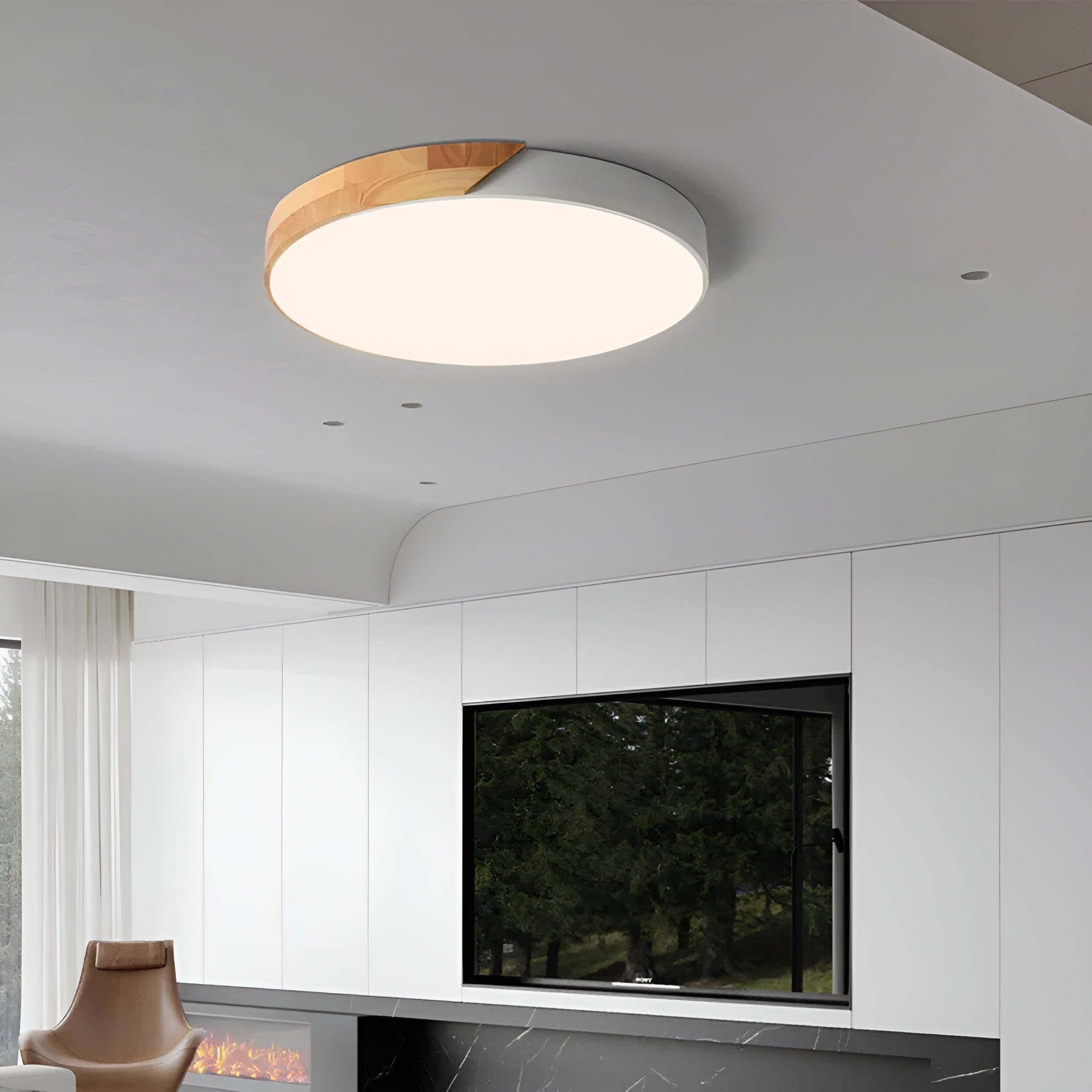 Delora – Scandinavian Wooden LED Ceiling Lamp with Minimalist Modern Light