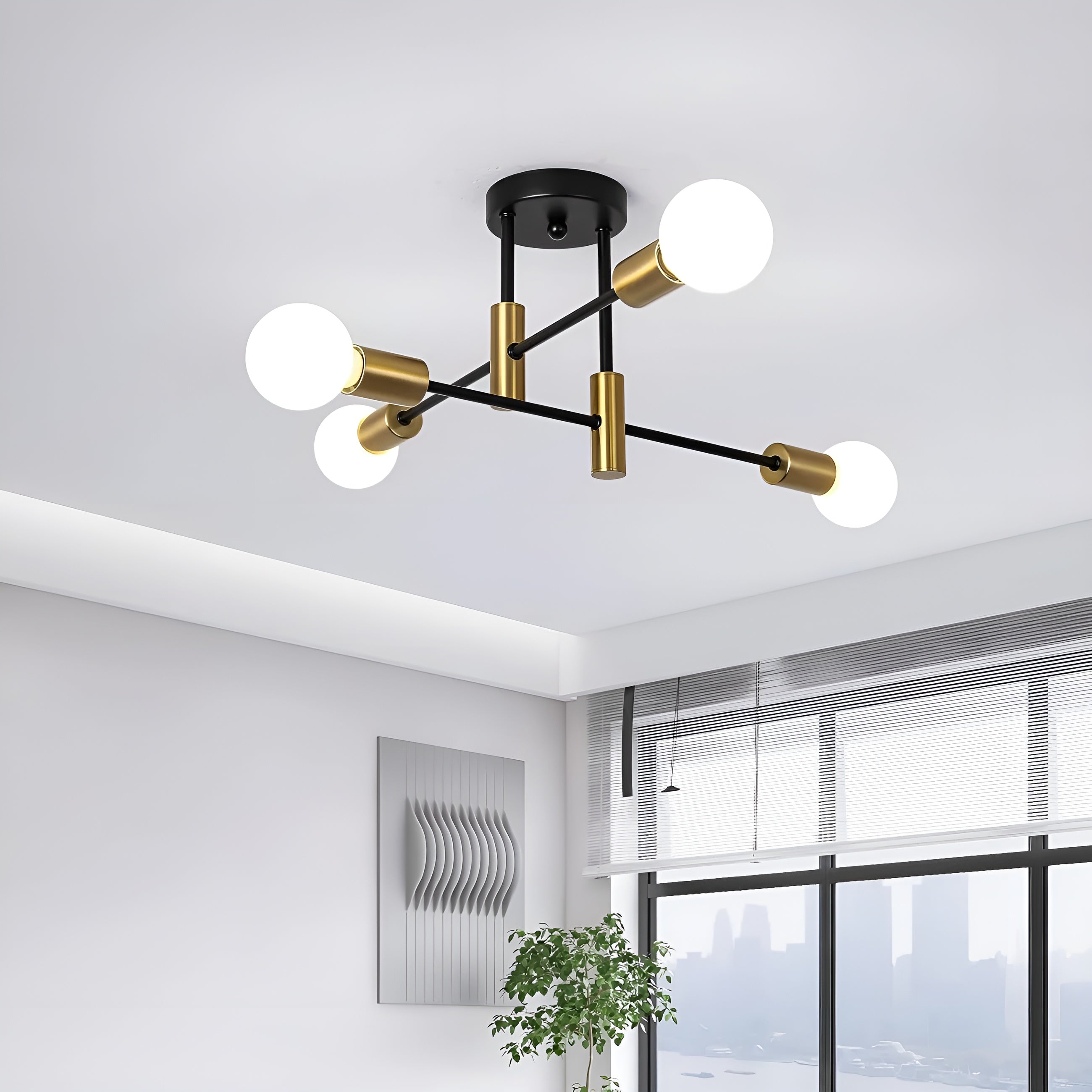 NoirLux – Nordic Ceiling Light Matte Black Modern Fixture for Dining Bedroom or Living Room