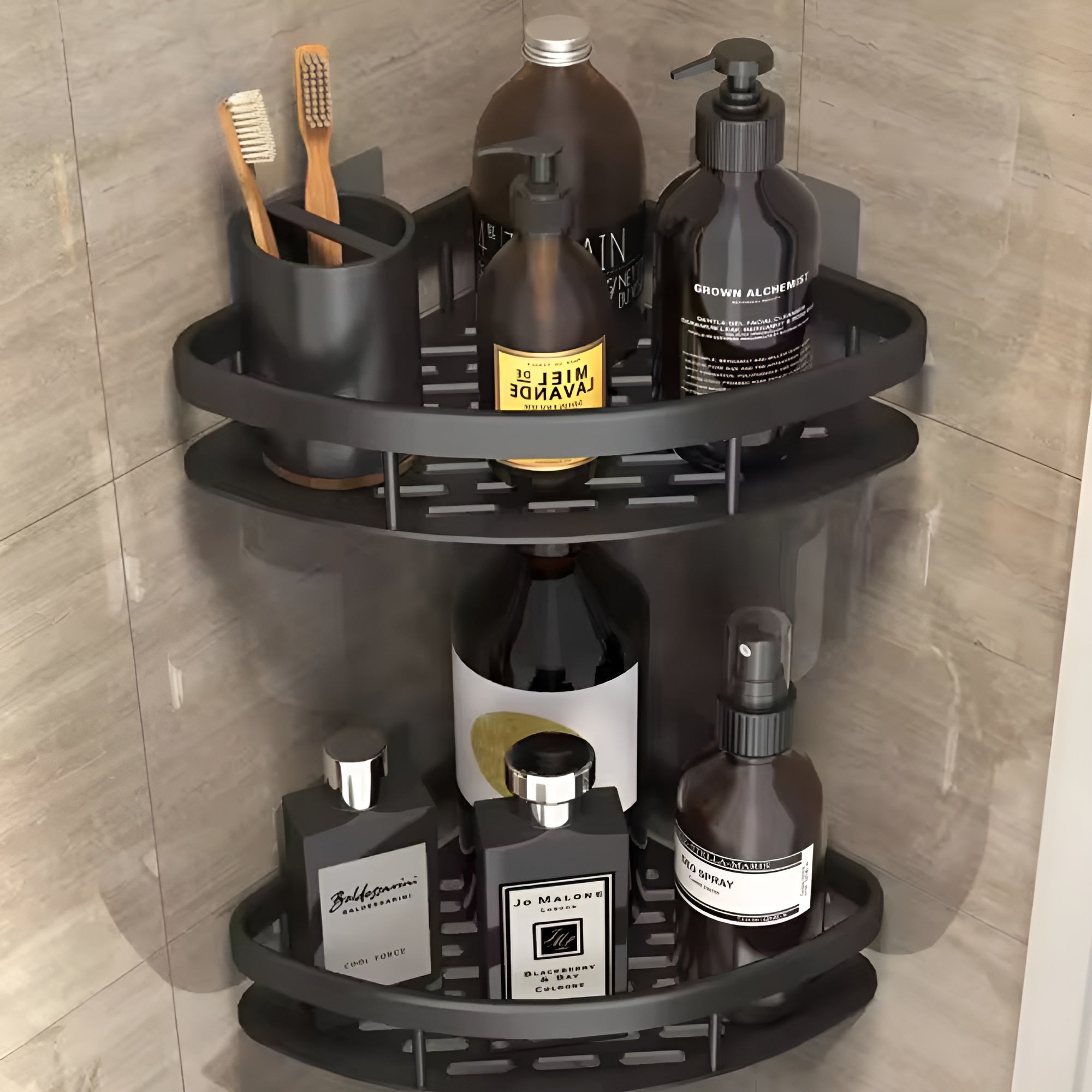 AeroLuxe - Aluma Curve Shower Caddy Rustproof No-Drill Organizer
