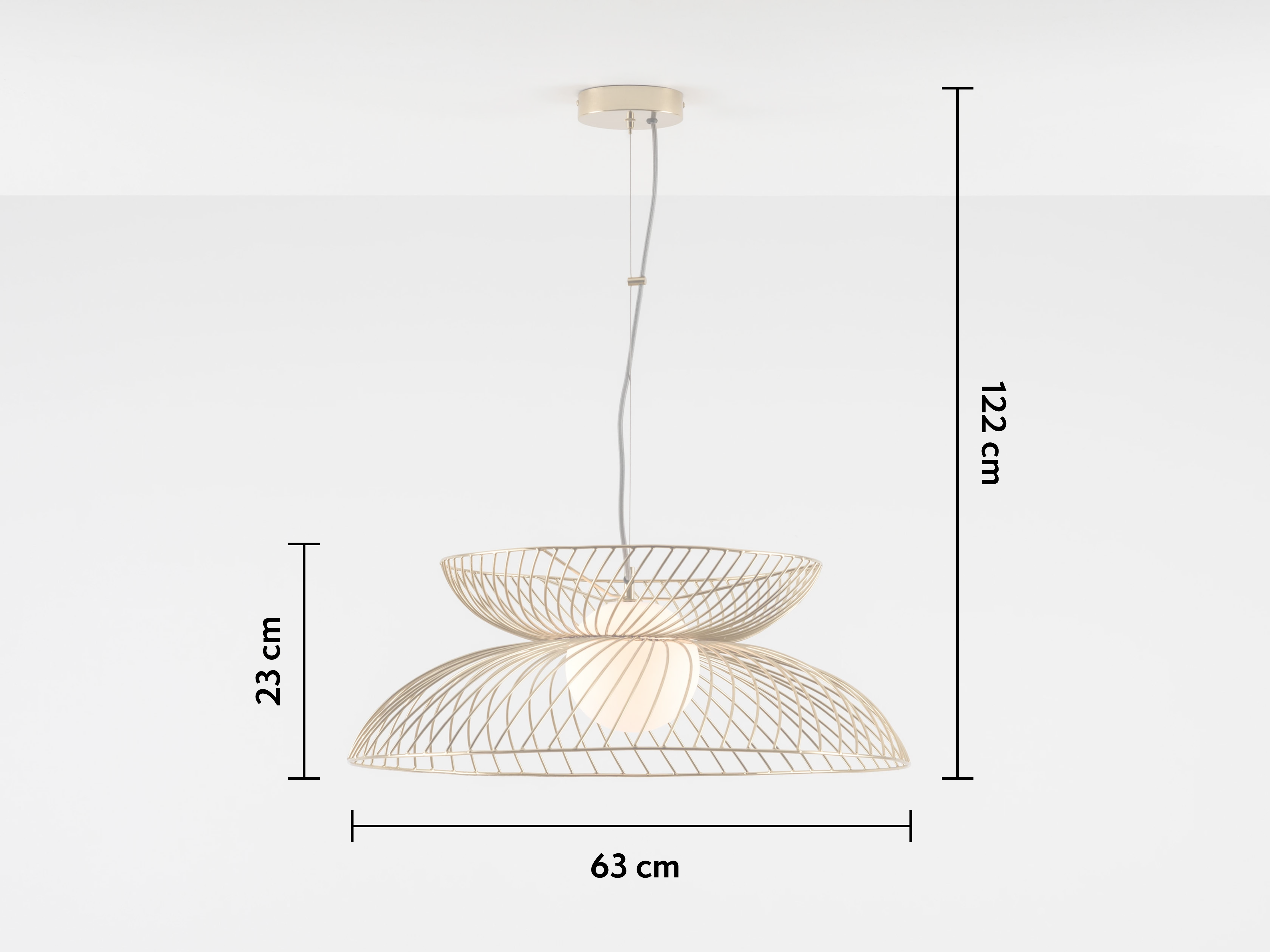 AureloCage – Brass Cage Ceiling Light with Opal Glass Shade
