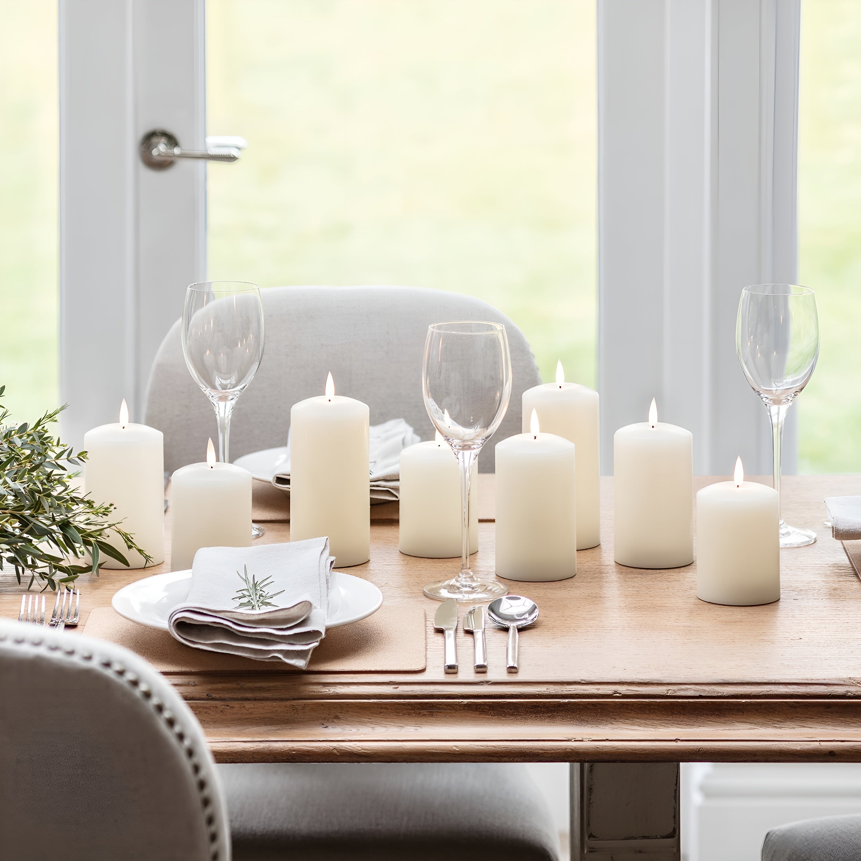 GlowLume – Ivory LED Pillar Candle Trio with Remote Control